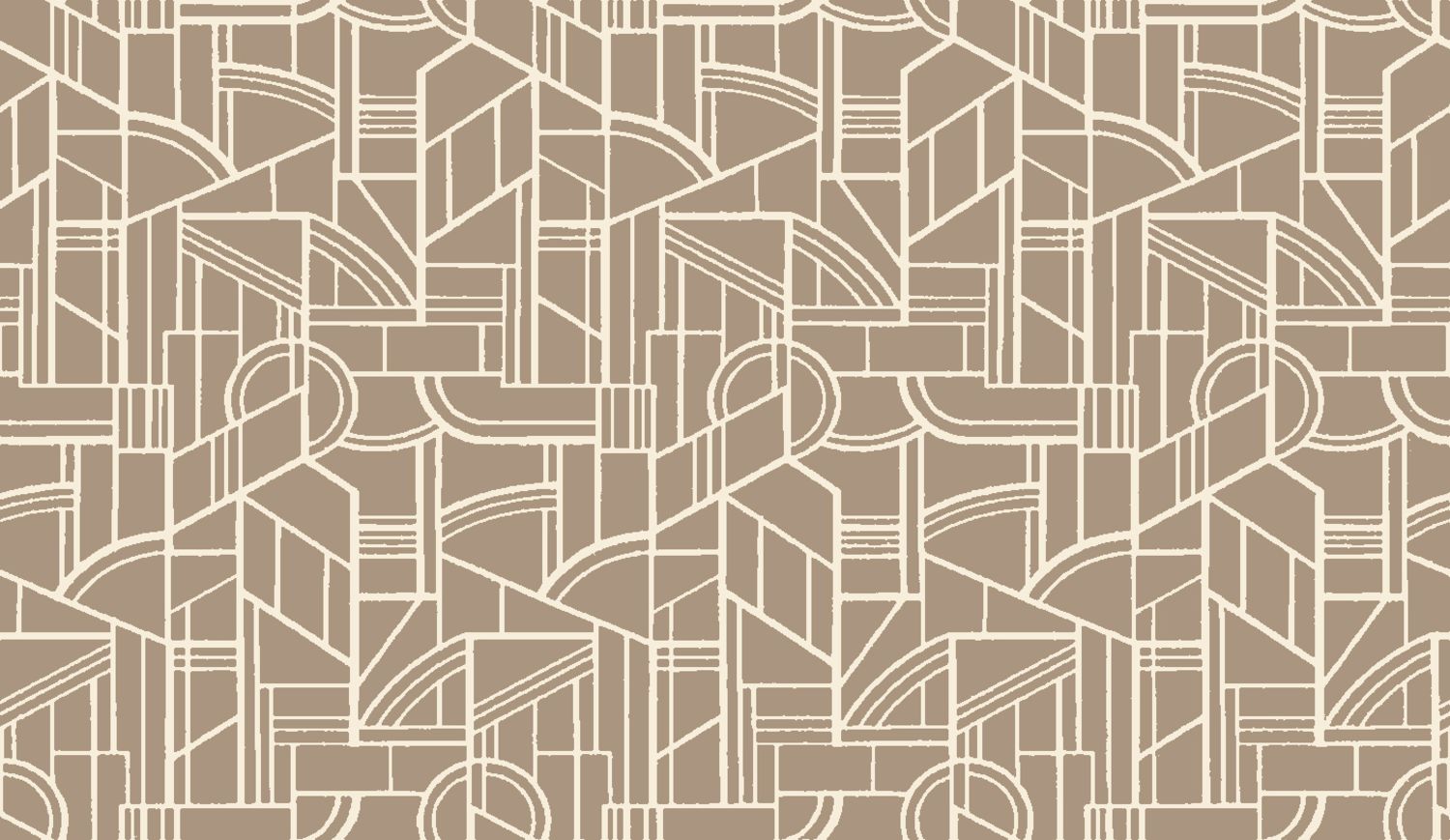 Textielbehang met geometrisch art deco motief REIMS - TAUPE taupe met beige