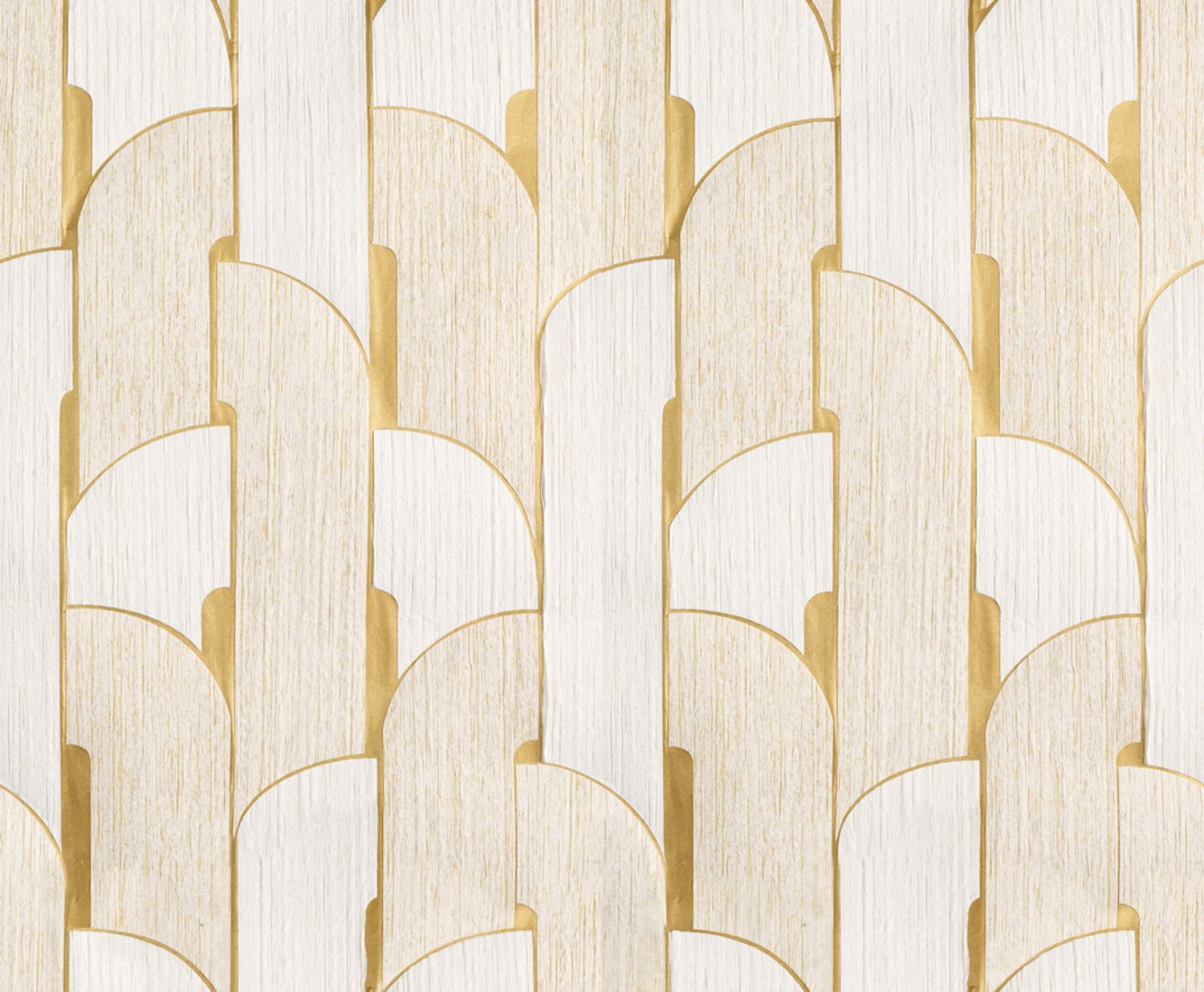 Textiltapete mit geometrischem Muster IKOPA - BLANC DORÉ weiß mit Gold