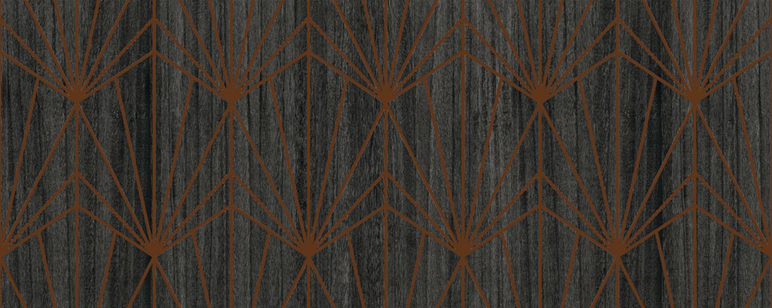 Art Deco Geometric Pattern Veneered Wallpaper MYTHIQUE - CARBONE BRONZE Dark Brown