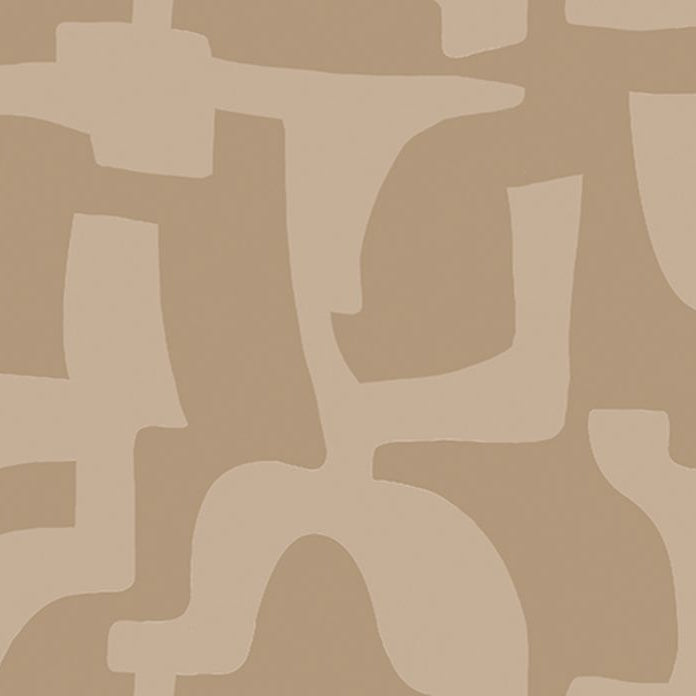 Embroidered wallpaper with geometric pattern SONATE - BEIGE MARRON GLACÉ beige with brown