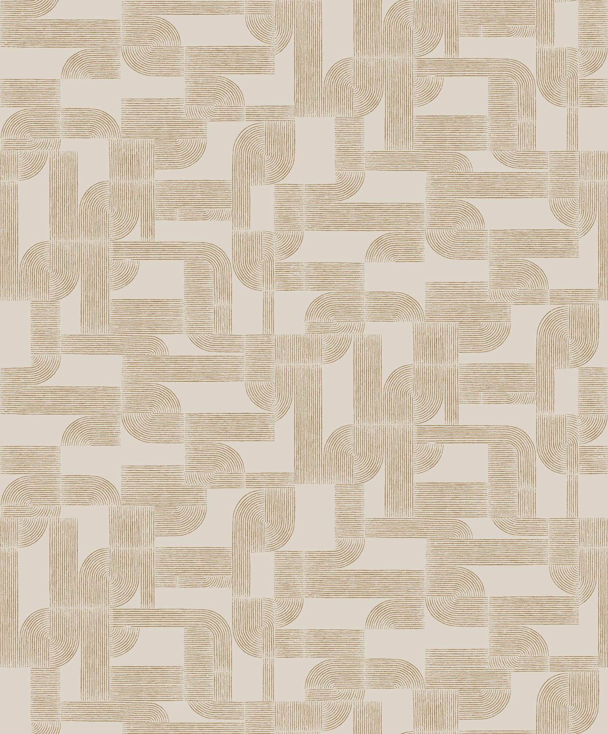 HECTOR - SABLE/DORE beige wallpaper with geometric pattern and gold