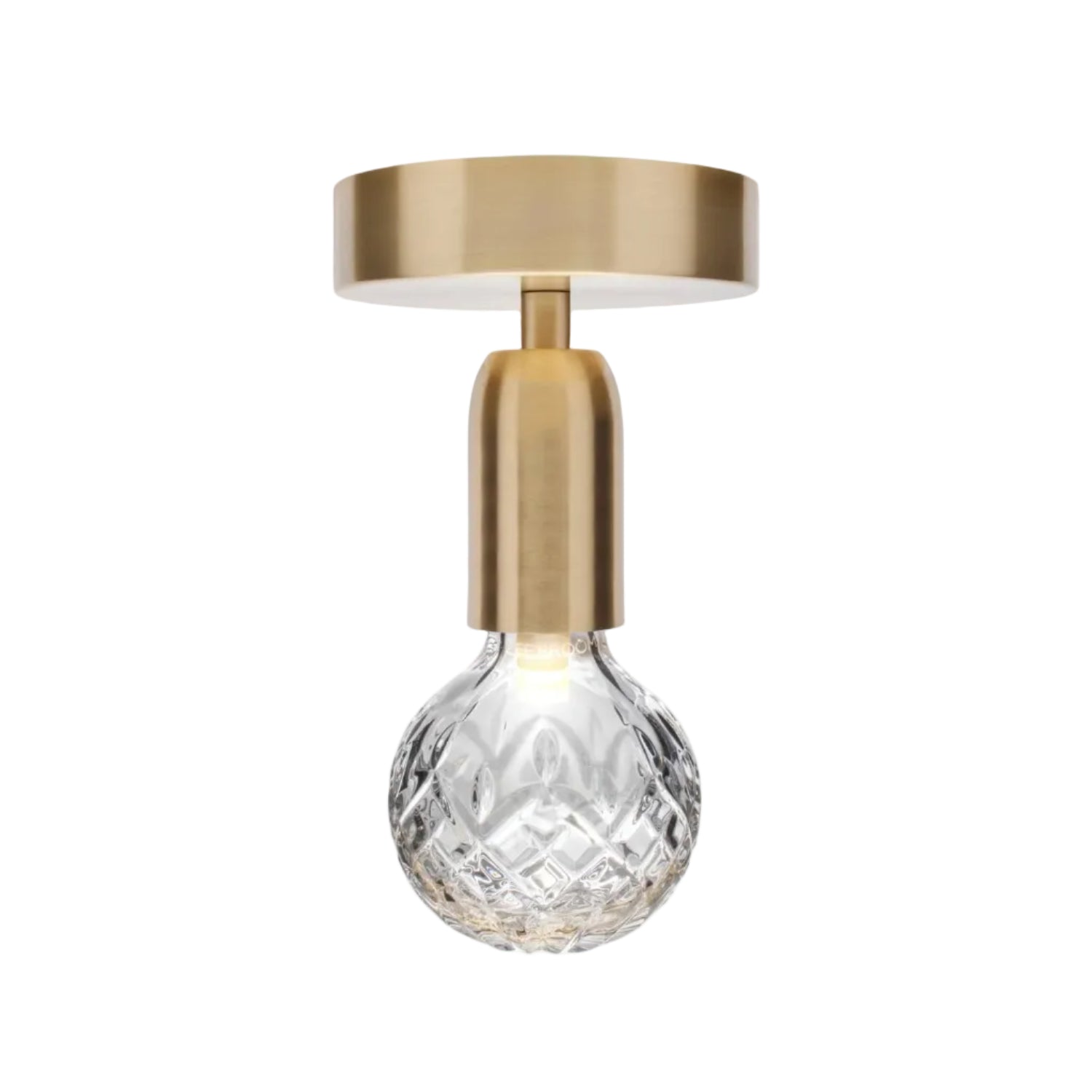 Plafondlamp CRYSTAL BULB van kristalglas met een messing afwerking
