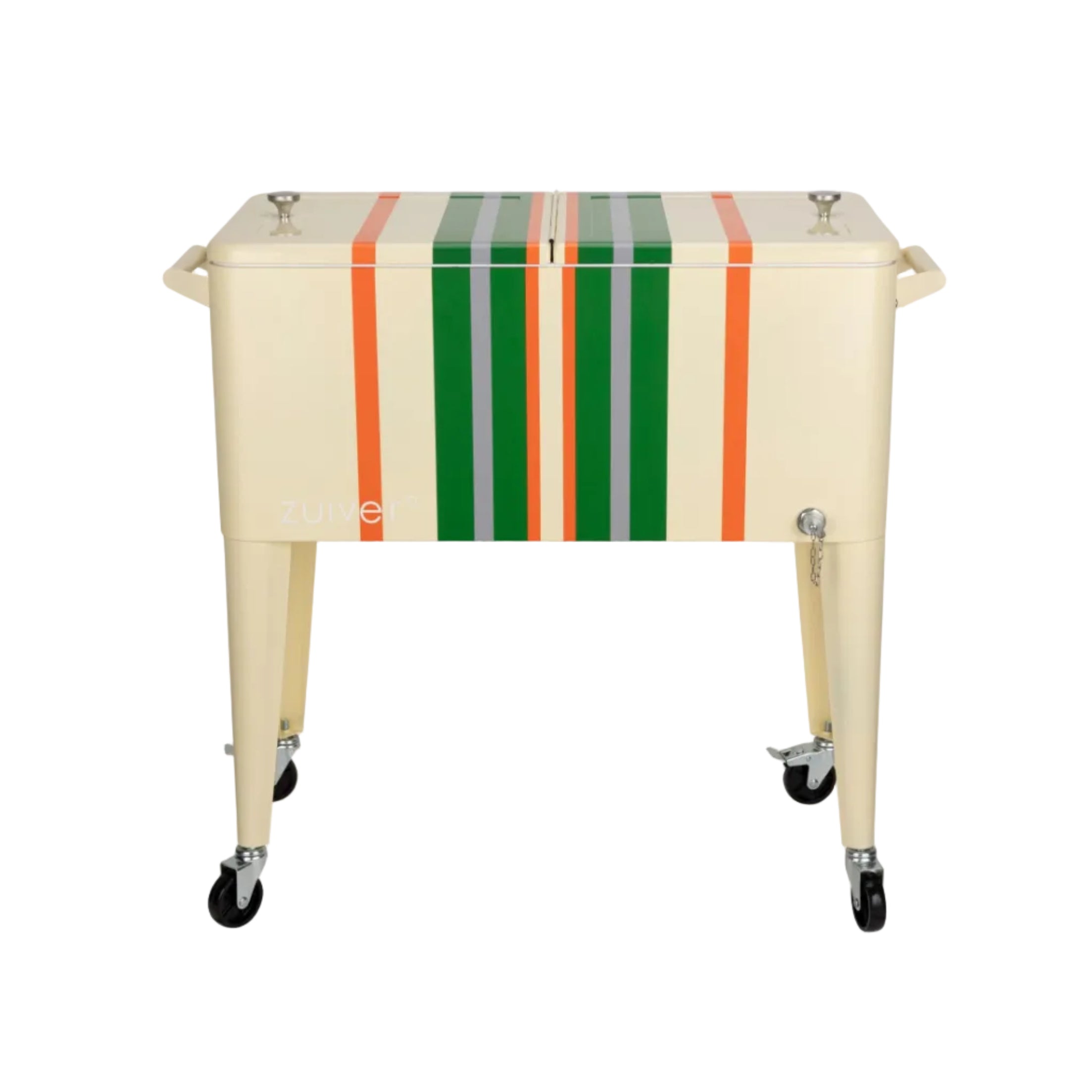 Tragbarer Kühlschrank BE COOL in Zitronengelb mit Grün und Orange