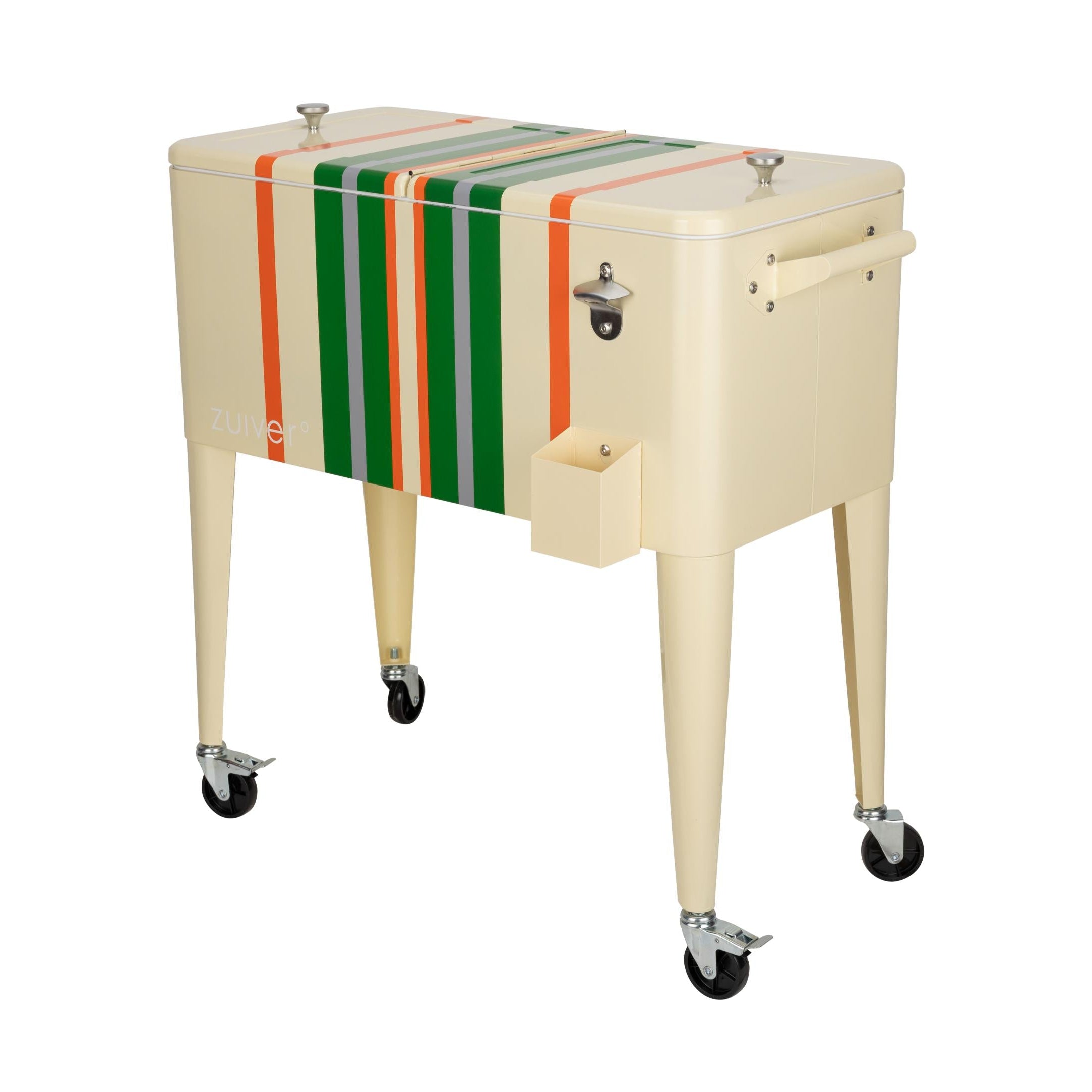 Tragbarer Kühlschrank BE COOL in Zitronengelb mit Grün und Orange