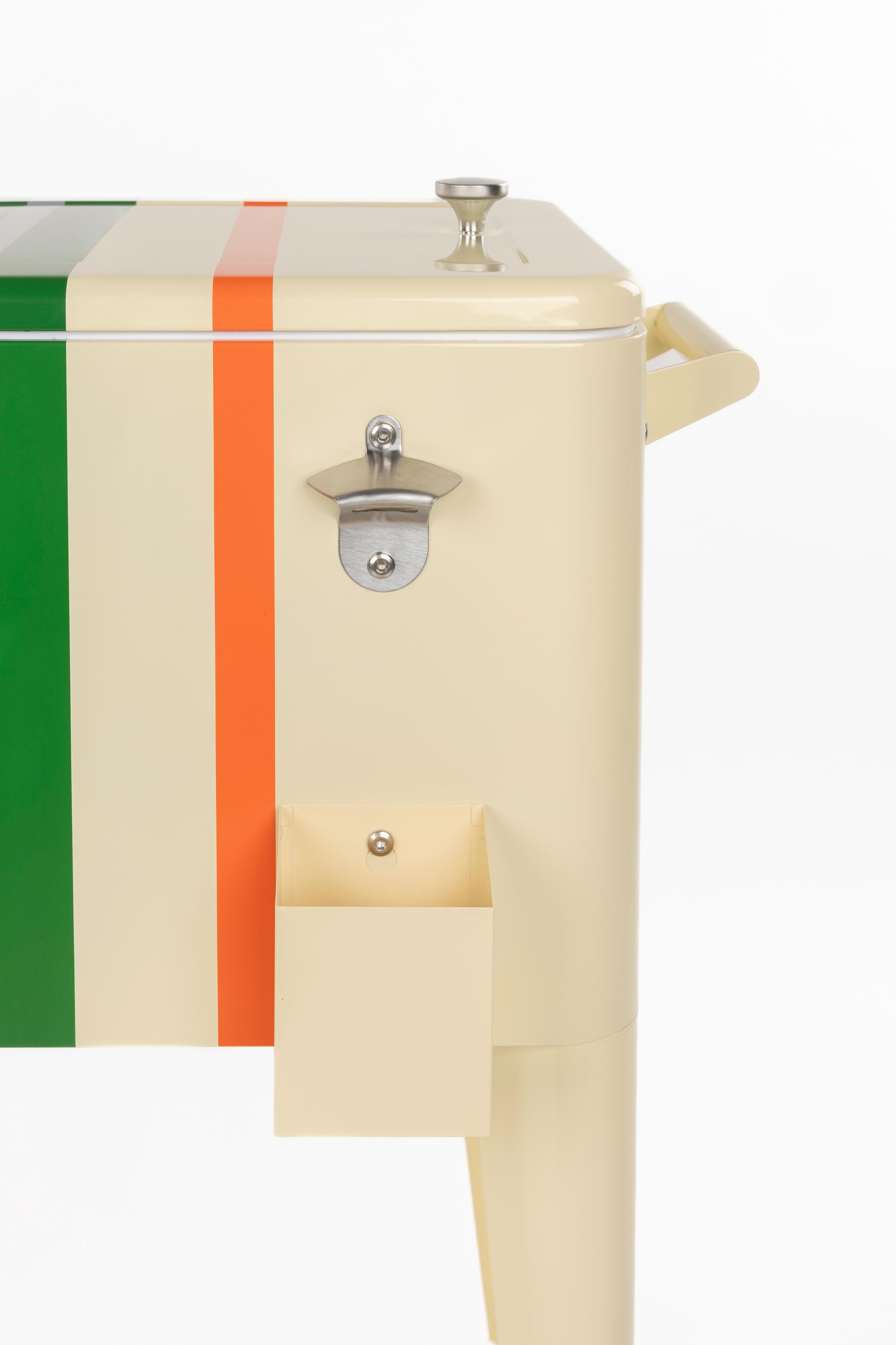 Tragbarer Kühlschrank BE COOL in Zitronengelb mit Grün und Orange