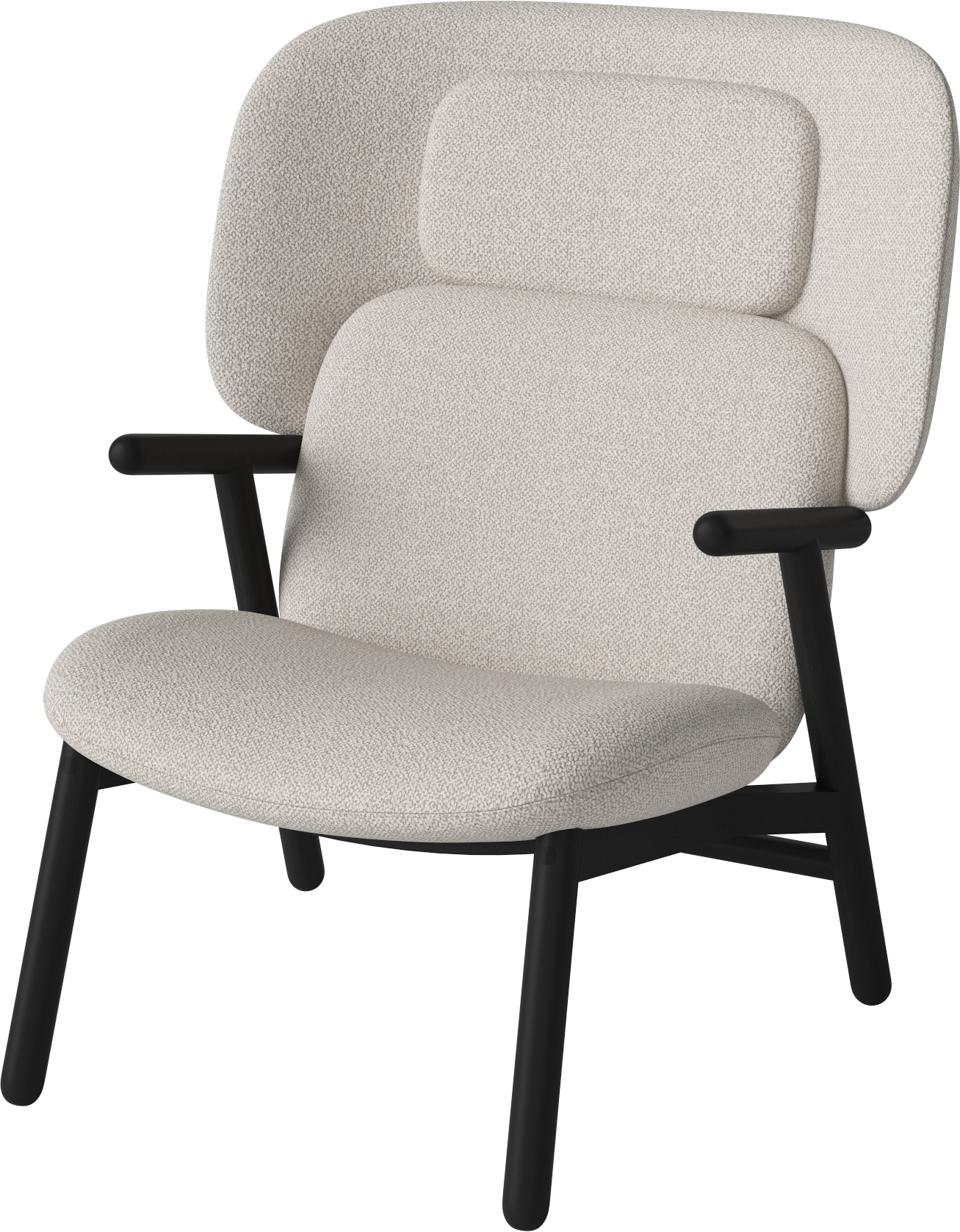 Fauteuil met hoge rugleuning COSH, basis van zwart eikenhout