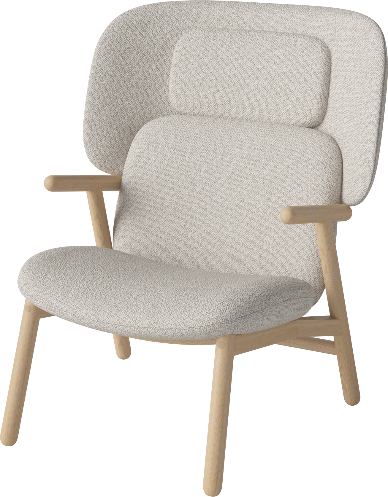 Fauteuil met hoge rugleuning COSH, basis van gebleekt eikenhout