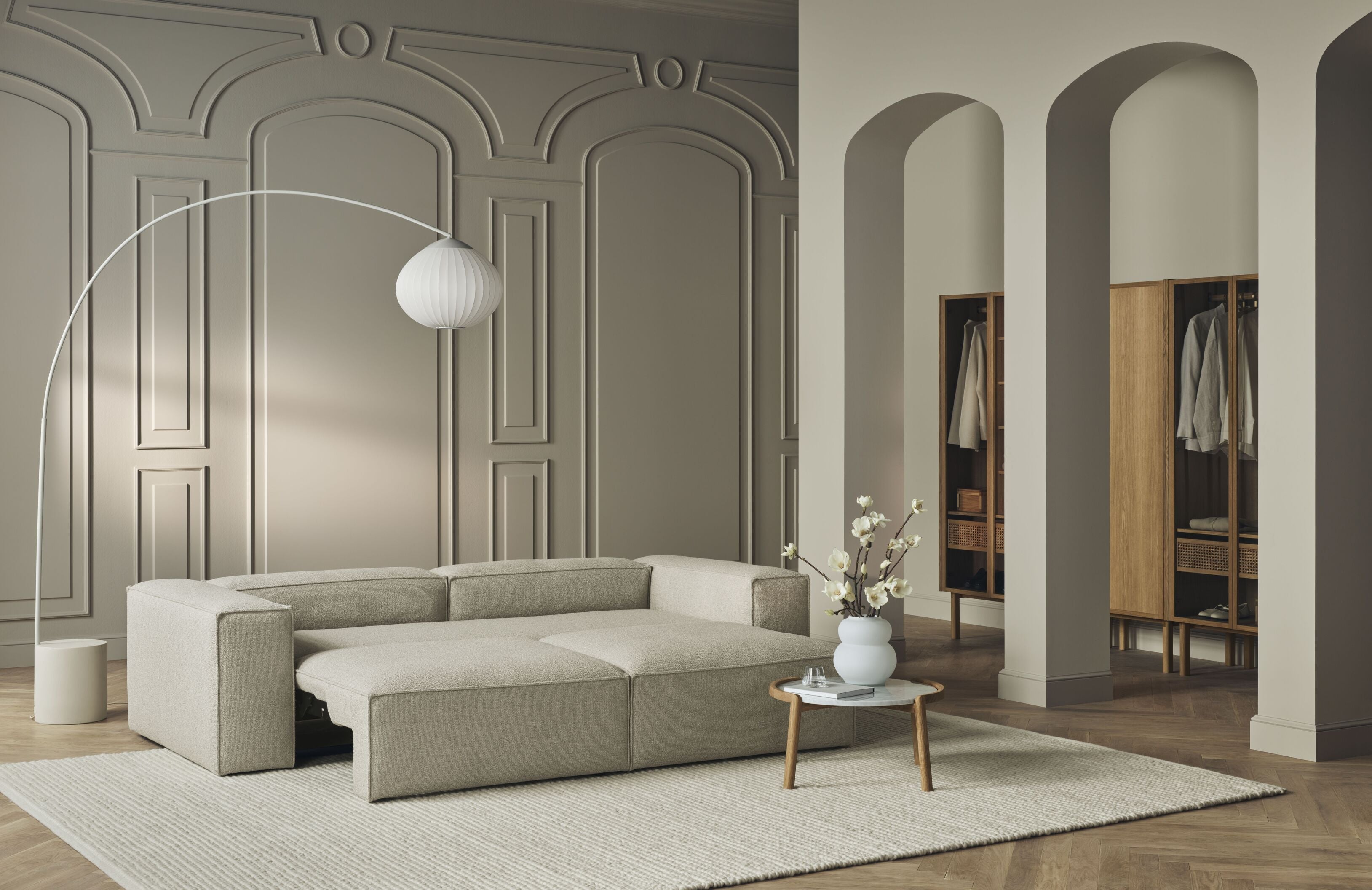 Rechthoekige chaise longue COSIMA BED gestoffeerd