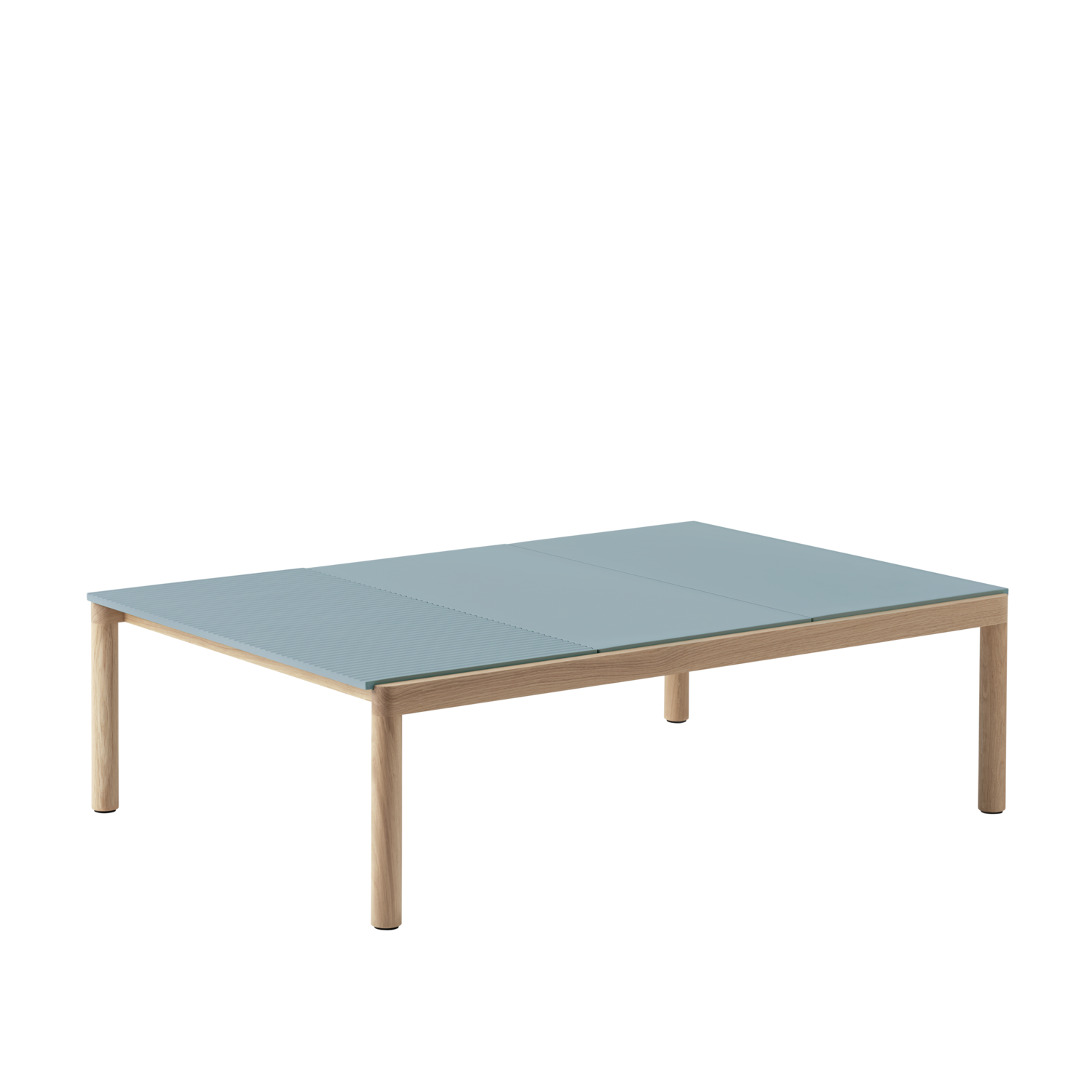 Salontafel COUPLE lichtblauw met eiken basis