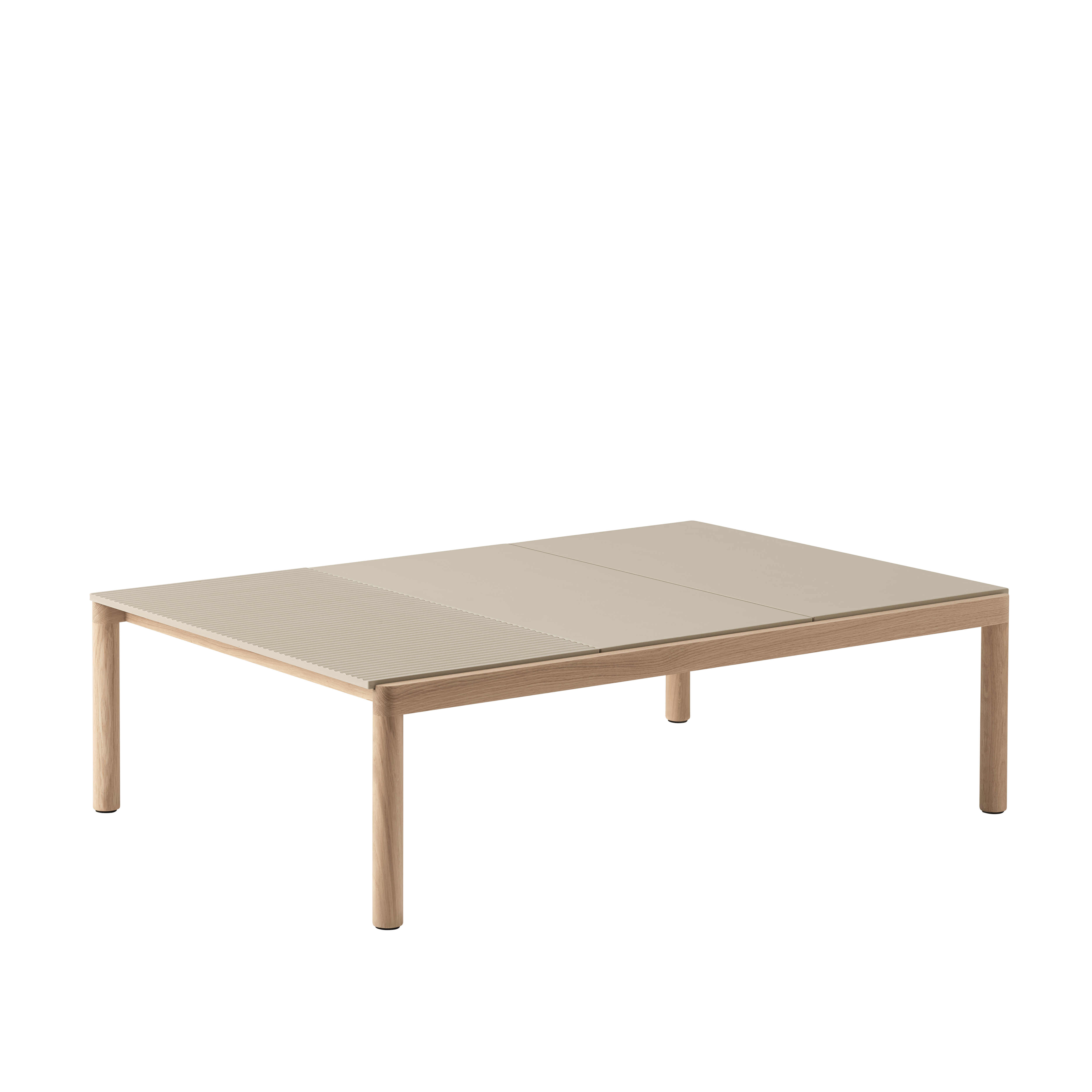 Salontafel COUPLE zandkleurig met eiken basis