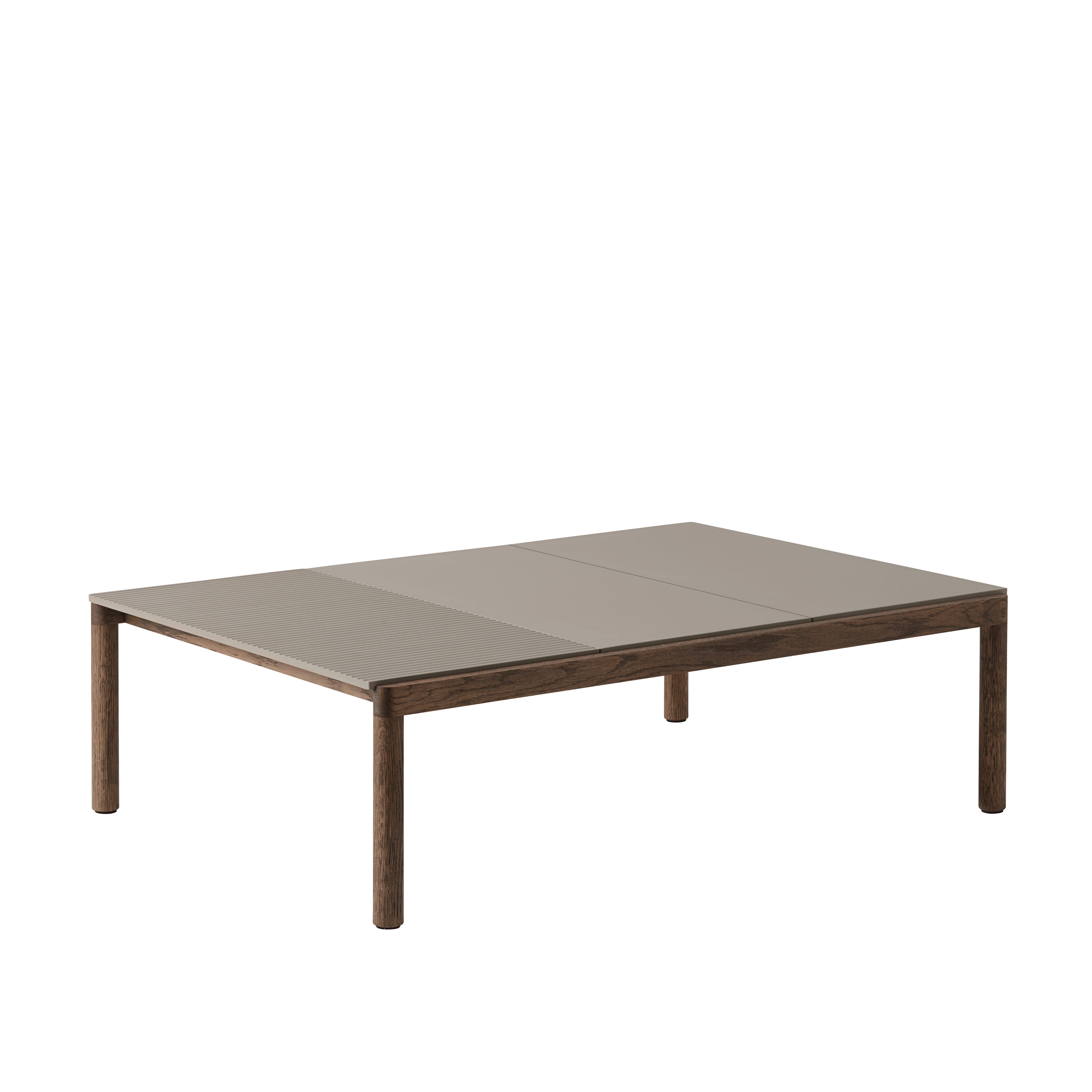 Couchtisch COUPLE taupe met een donkere eiken basis