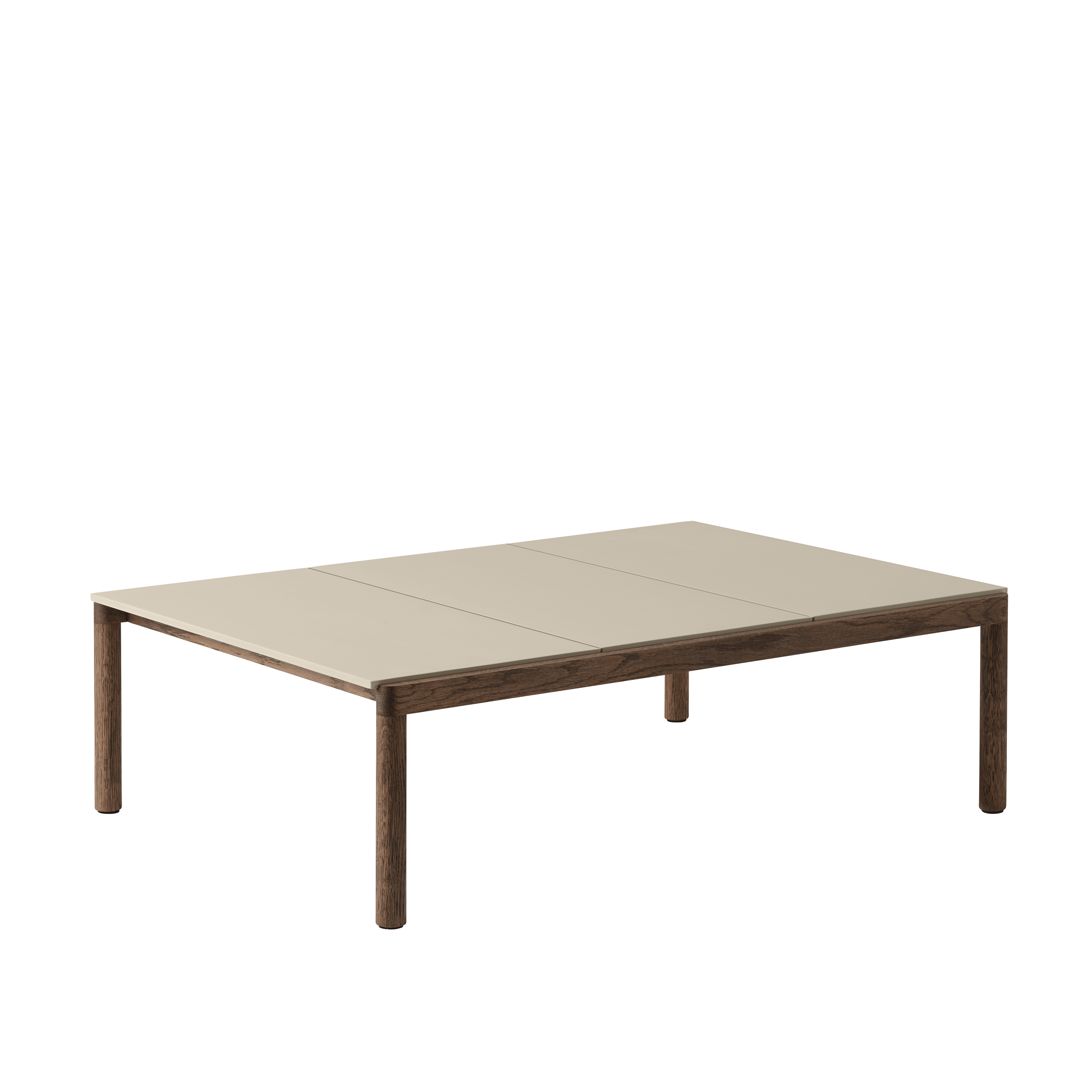 Salontafel COUPLE zandkleurig met een donkere eiken basis