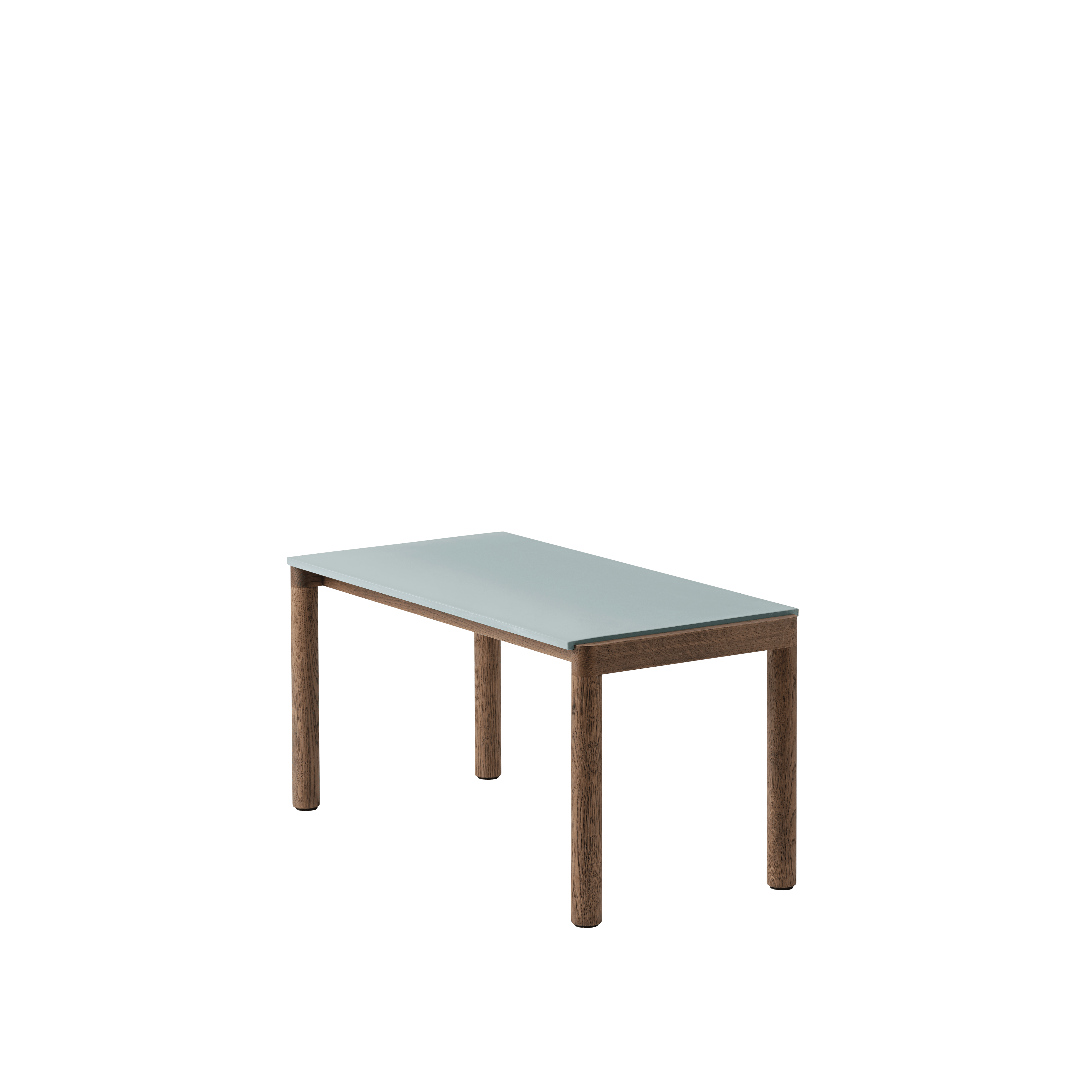 Salontafel COUPLE lichtblauw met een donkere eiken basis