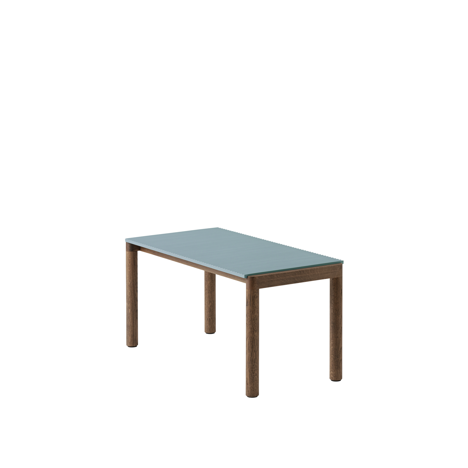 Salontafel COUPLE lichtblauw met een donkere eiken basis