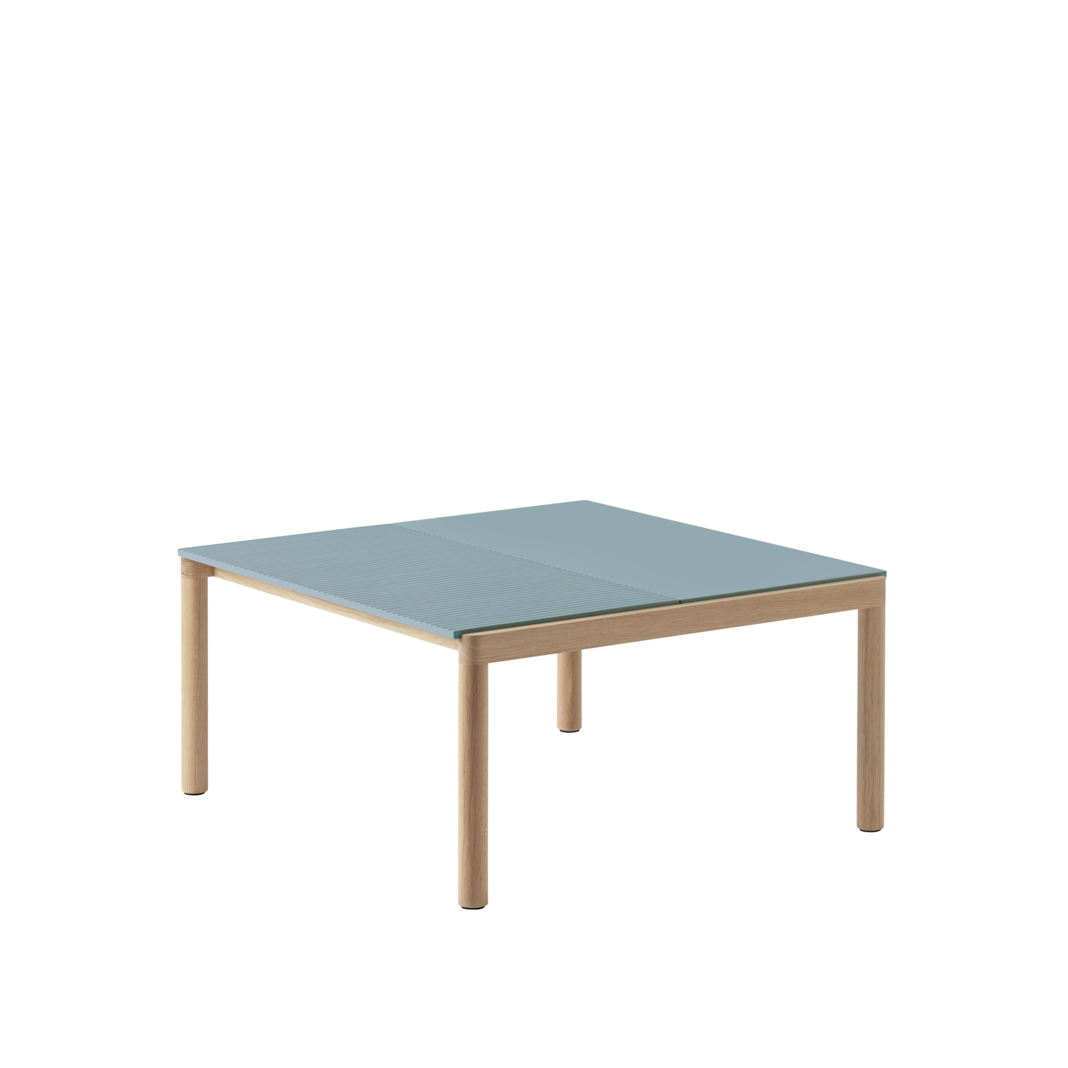 Salontafel COUPLE lichtblauw met eiken basis