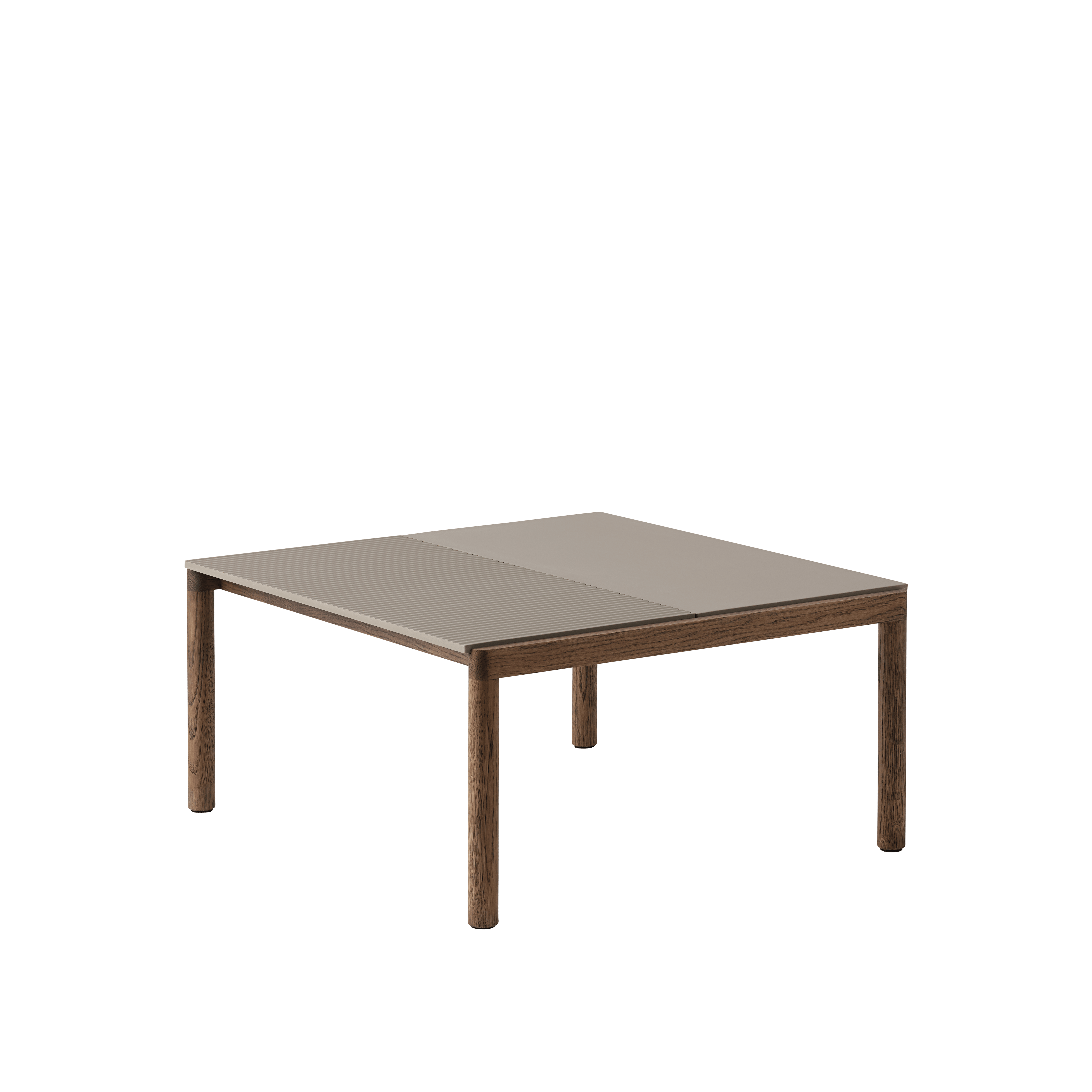 Couchtisch COUPLE taupe met een donkere eiken basis