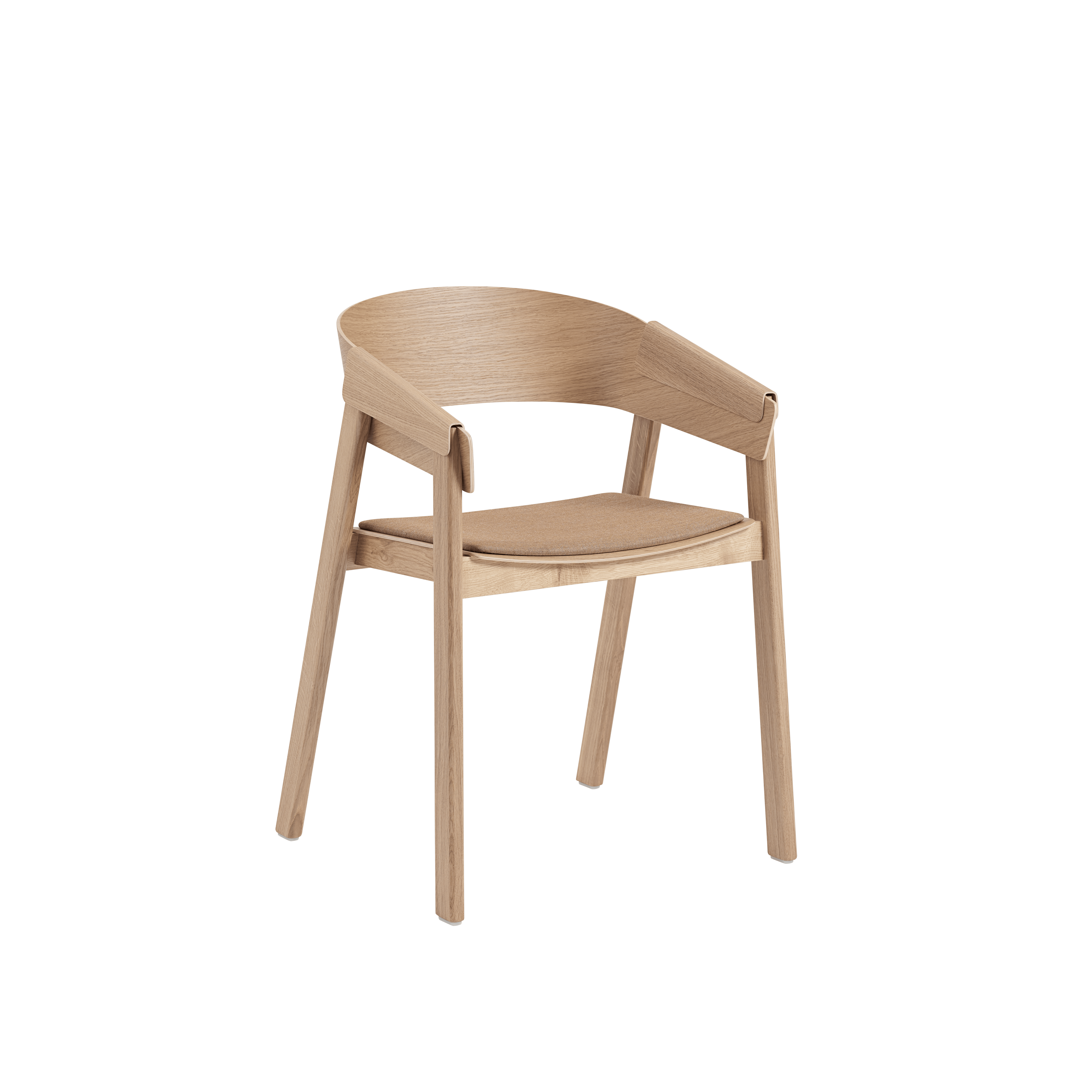 COVER fauteuil met armleuningen, gepersonaliseerd met een eikenhouten basis