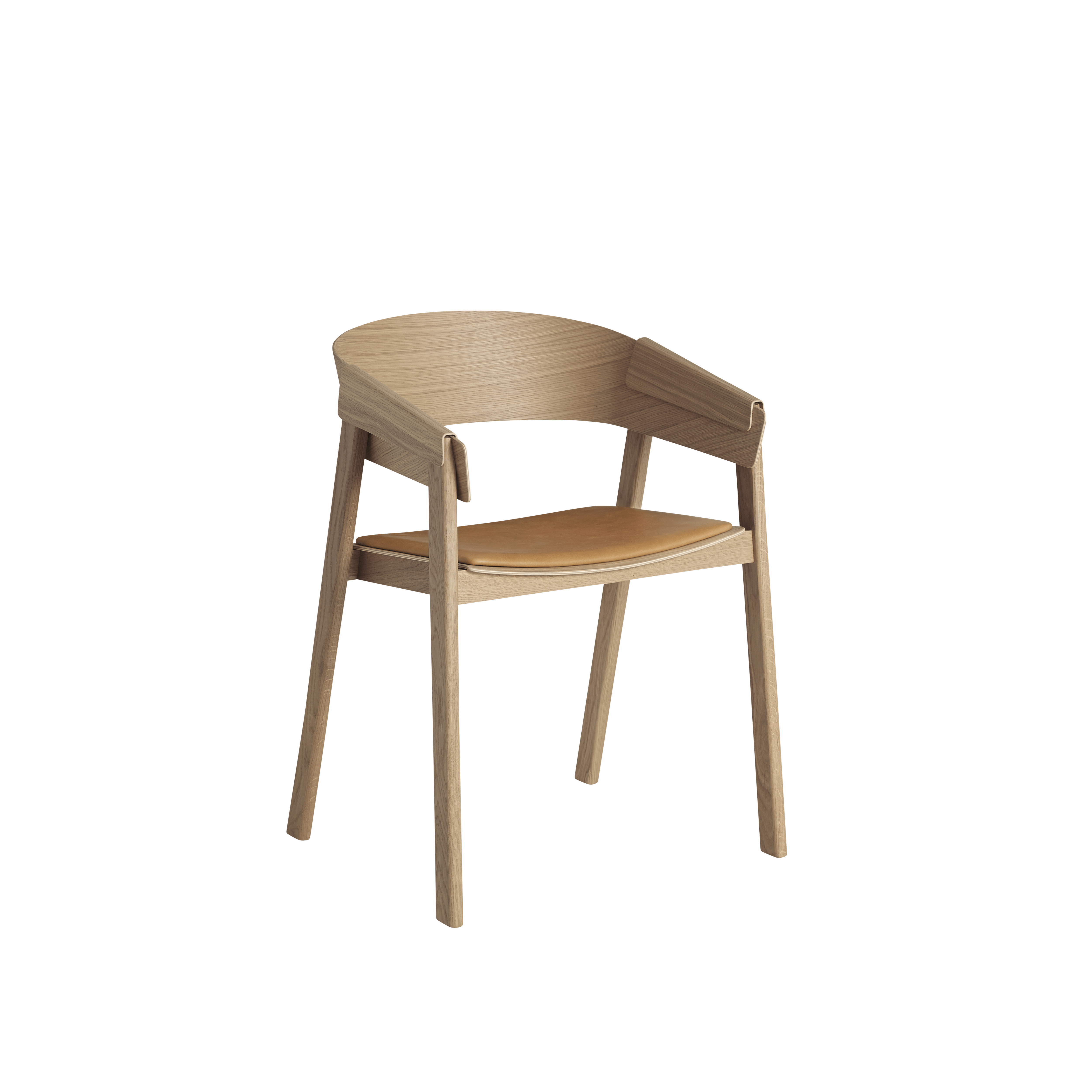 COVER fauteuil met armleuningen, gepersonaliseerd met een eikenhouten basis