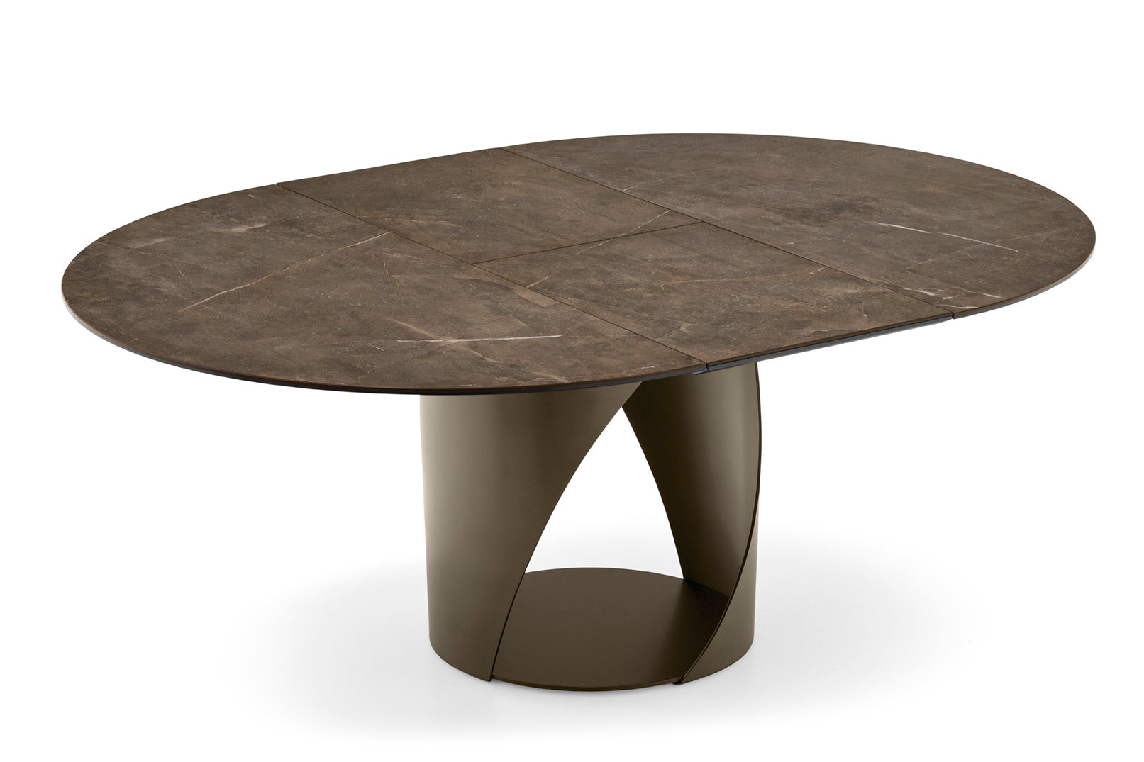 Round extendable table CYCLONE with brown top and brown base