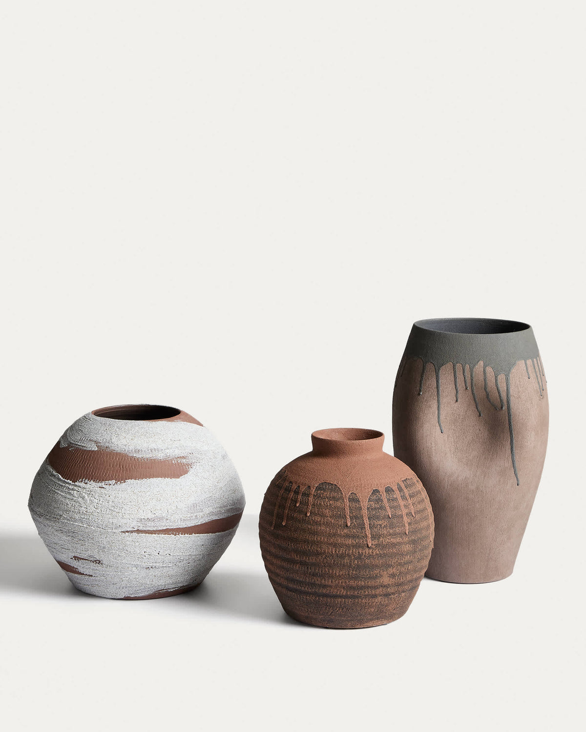 Wazon EMIRO terakotowy z białym ceramiczny – ujęcie 6