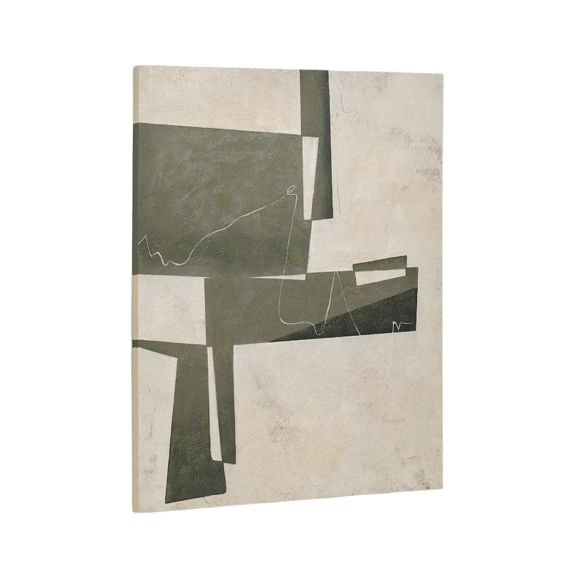 Schilderij FIDA groen met beige