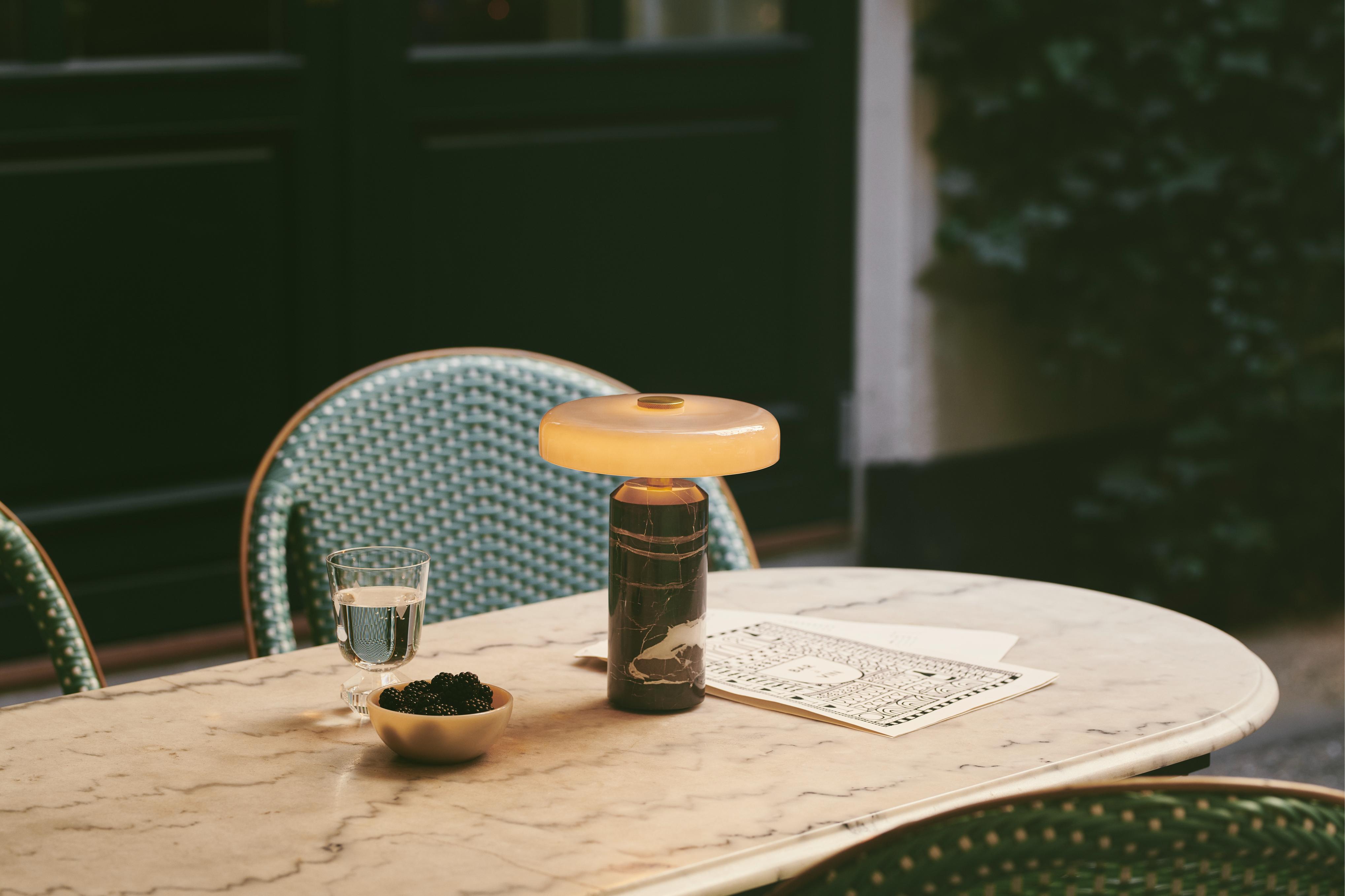 Portable lamp TRIP gray marble with smoky glass