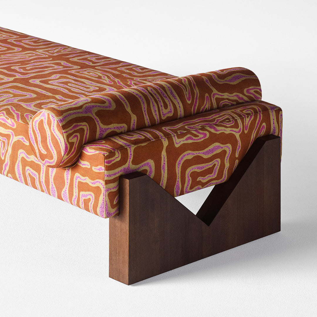 Liege V in Orange mit rosa-beigem Muster