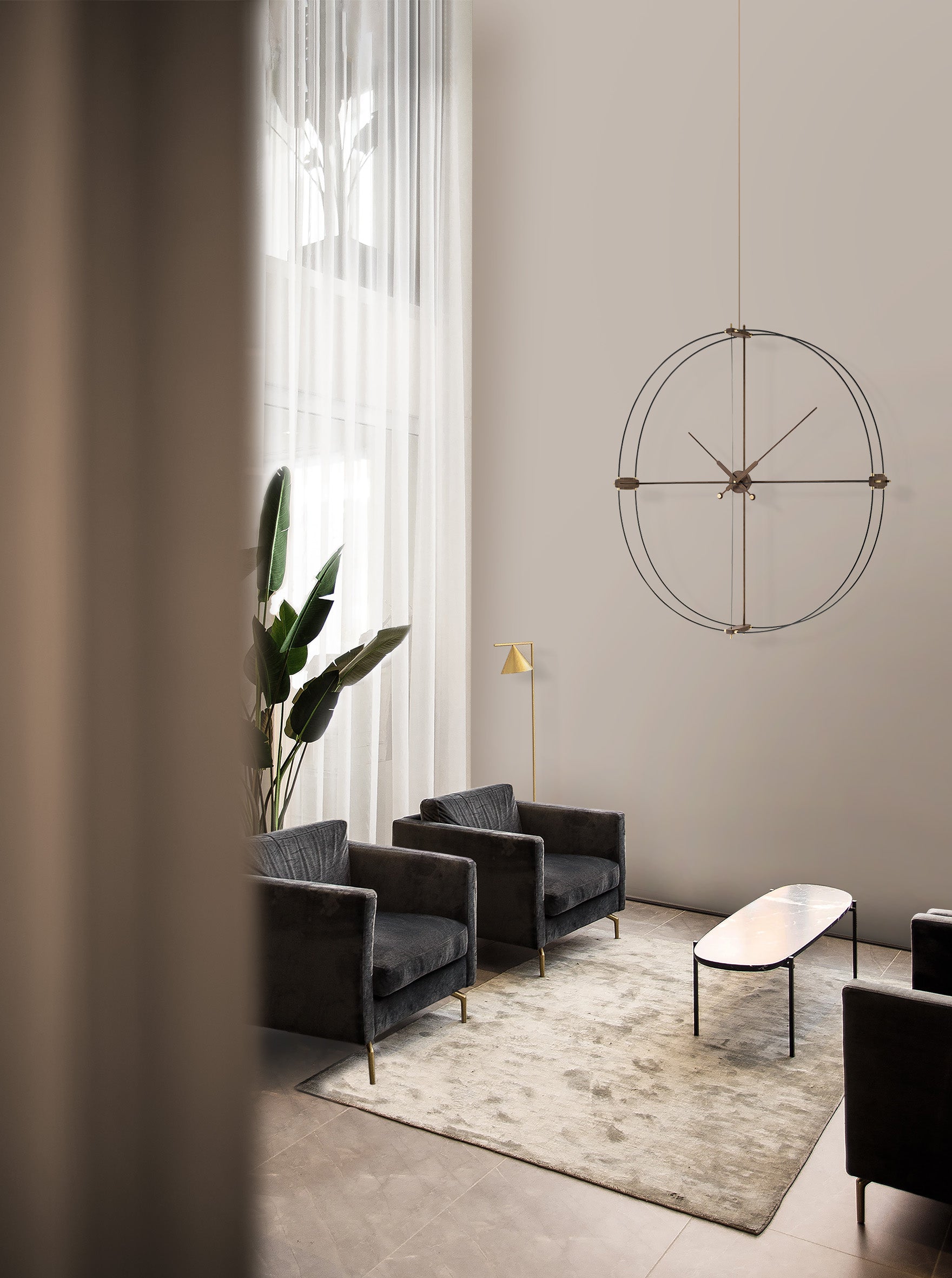 Wandklok DELMORI PREMIUM notenhout met zwart