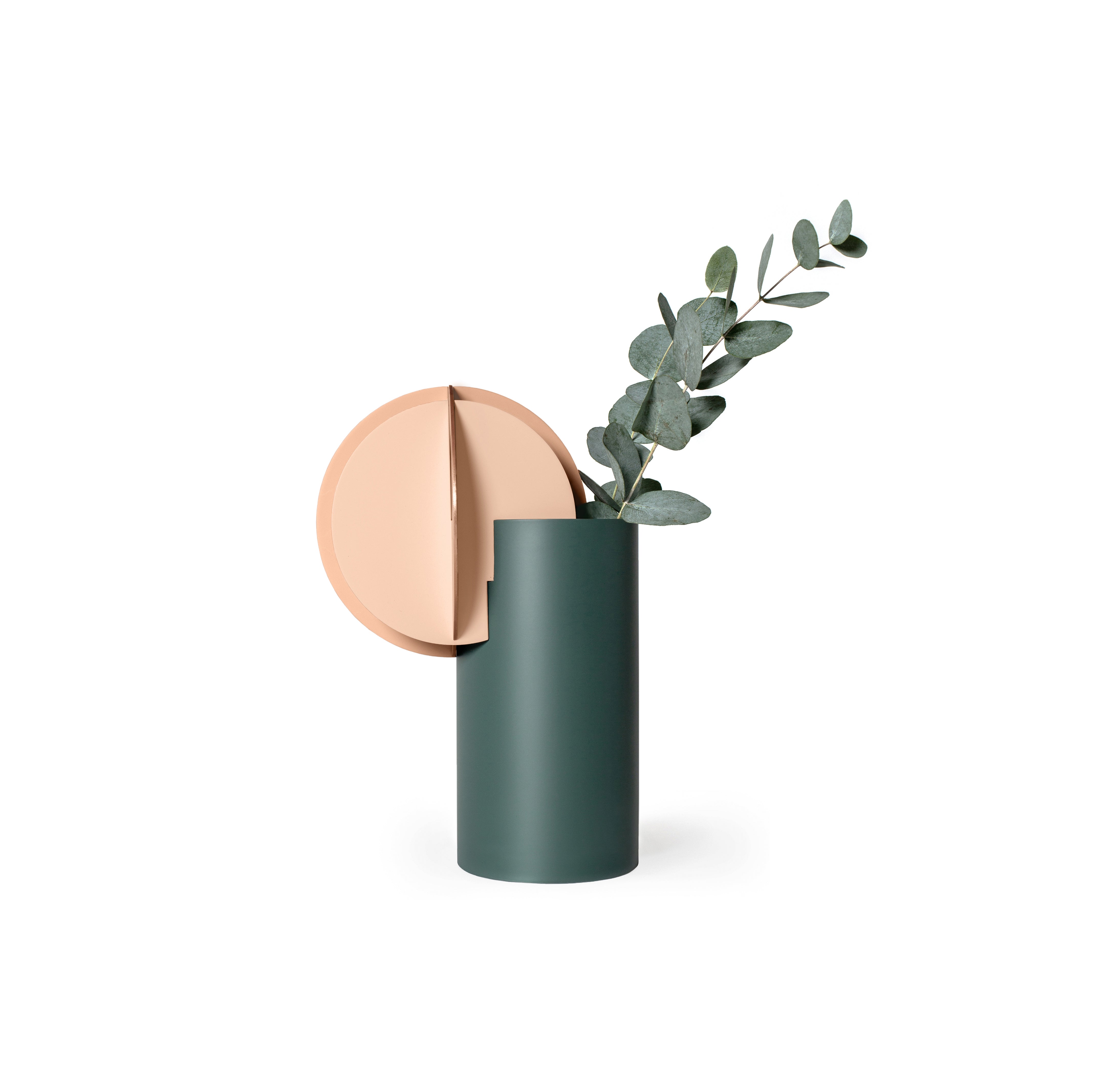 DELAUNAY vase in green with powder pink and copper