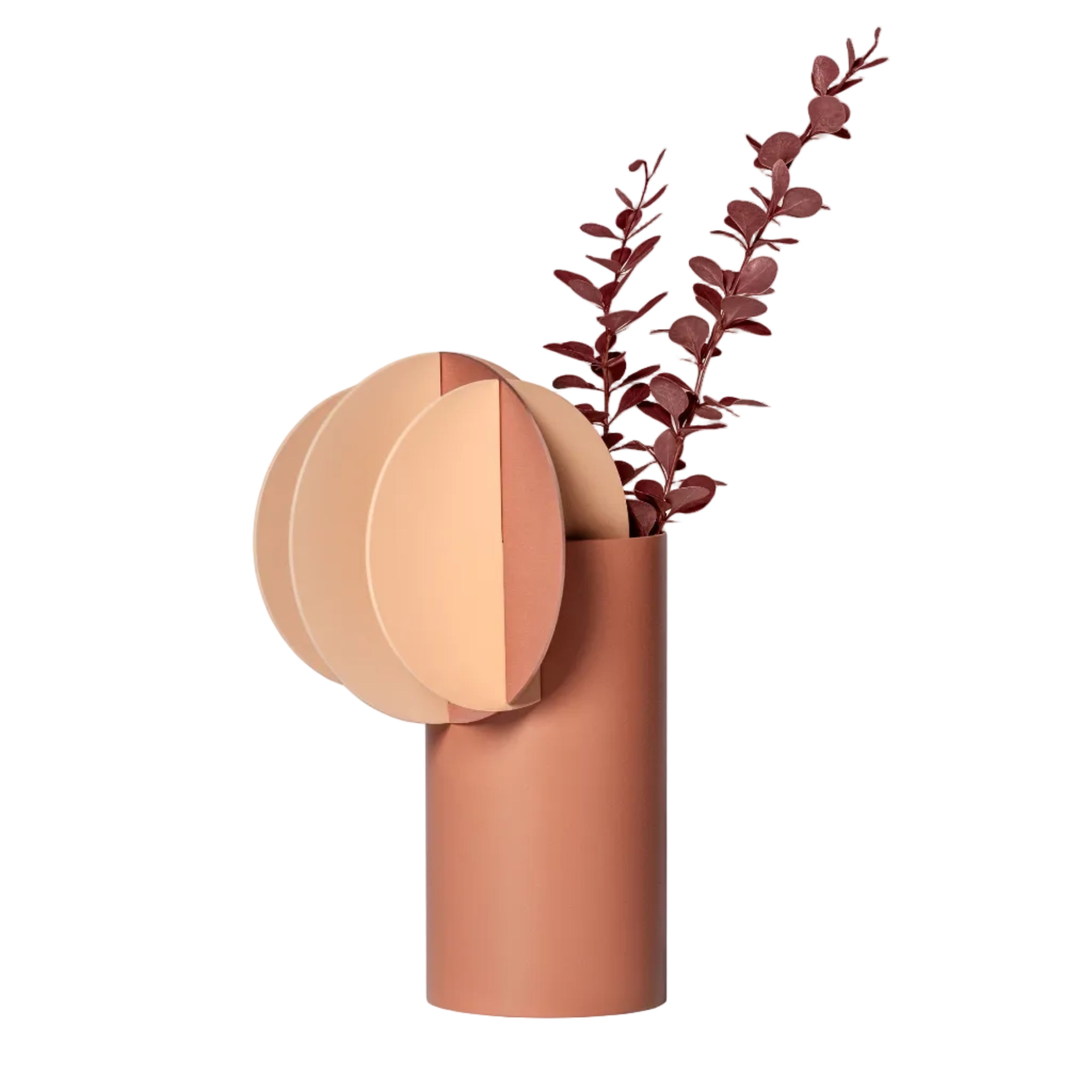 DELAUNAY vase in powder pink with peach and copper