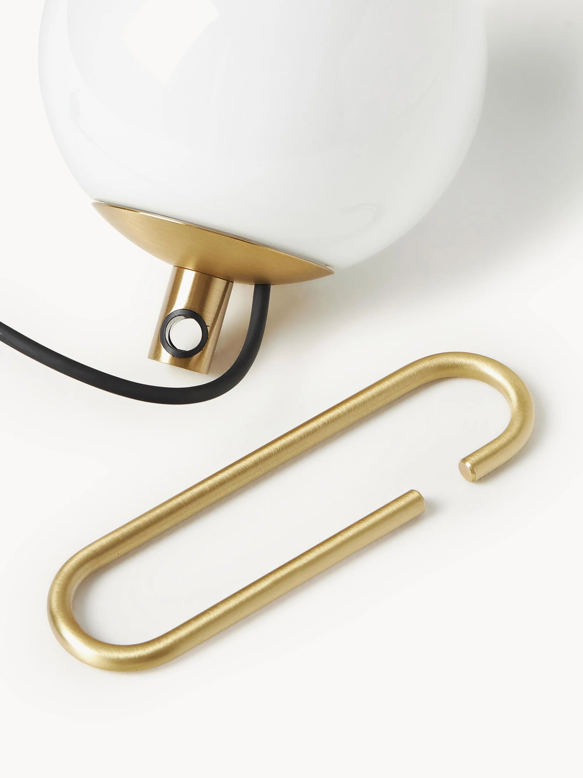 NH1217 Brass Table Lamp with White Glass