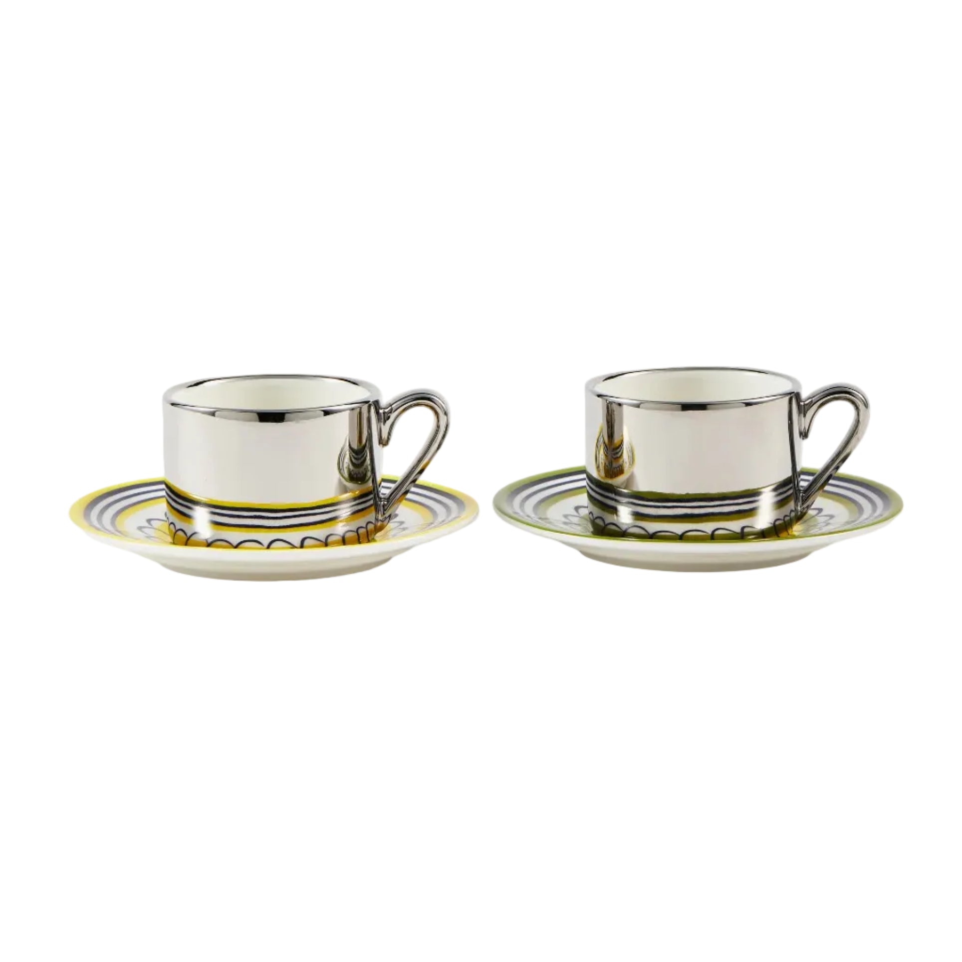 FLORAL Yellow and Olive Espresso Cup Set