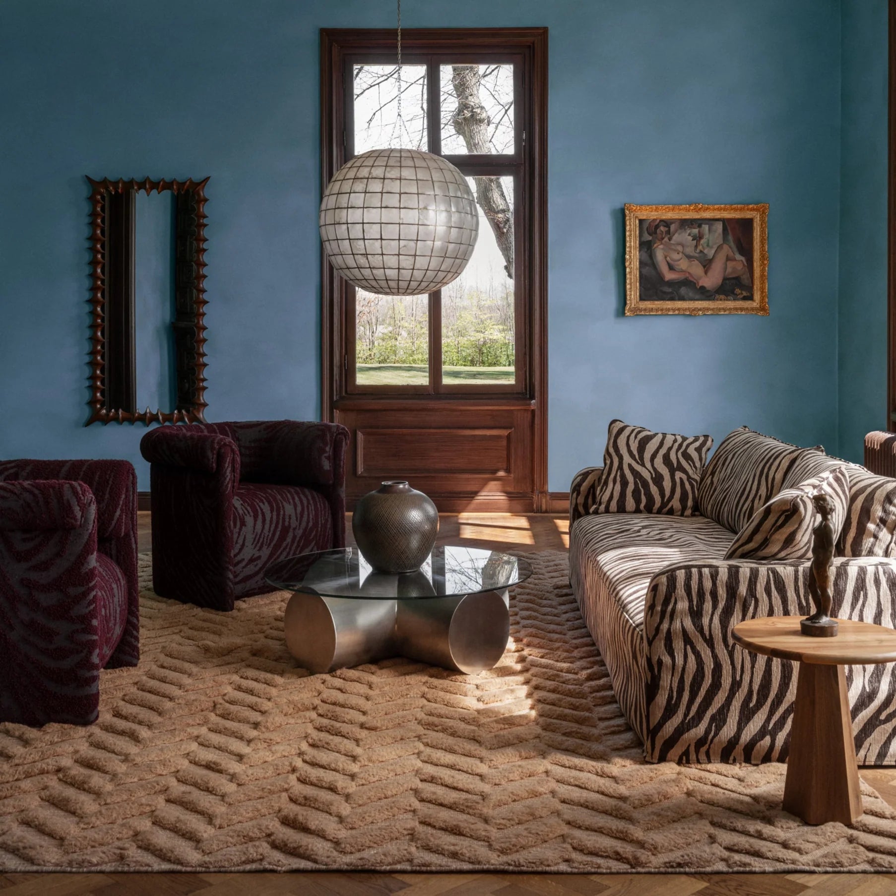 Lustro BRUTALIST drewno bukowe