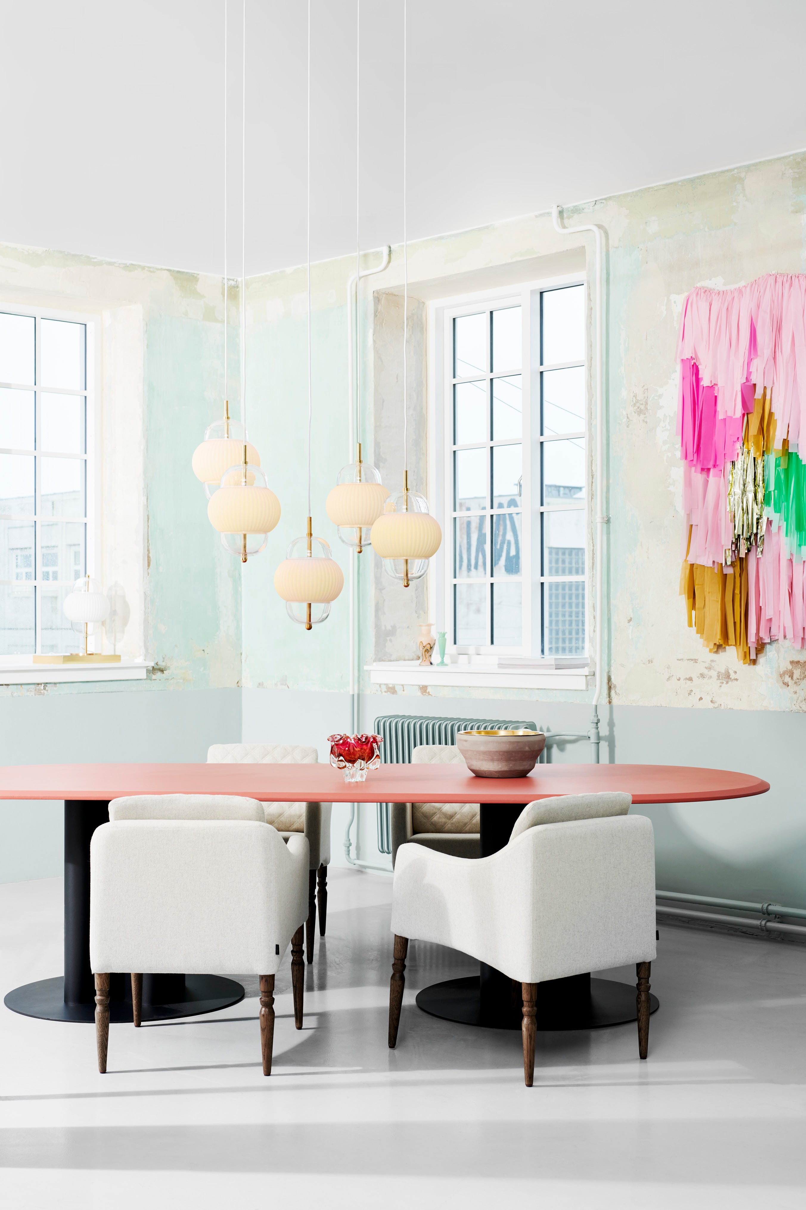 SHAHIN pendant lamp white with gold