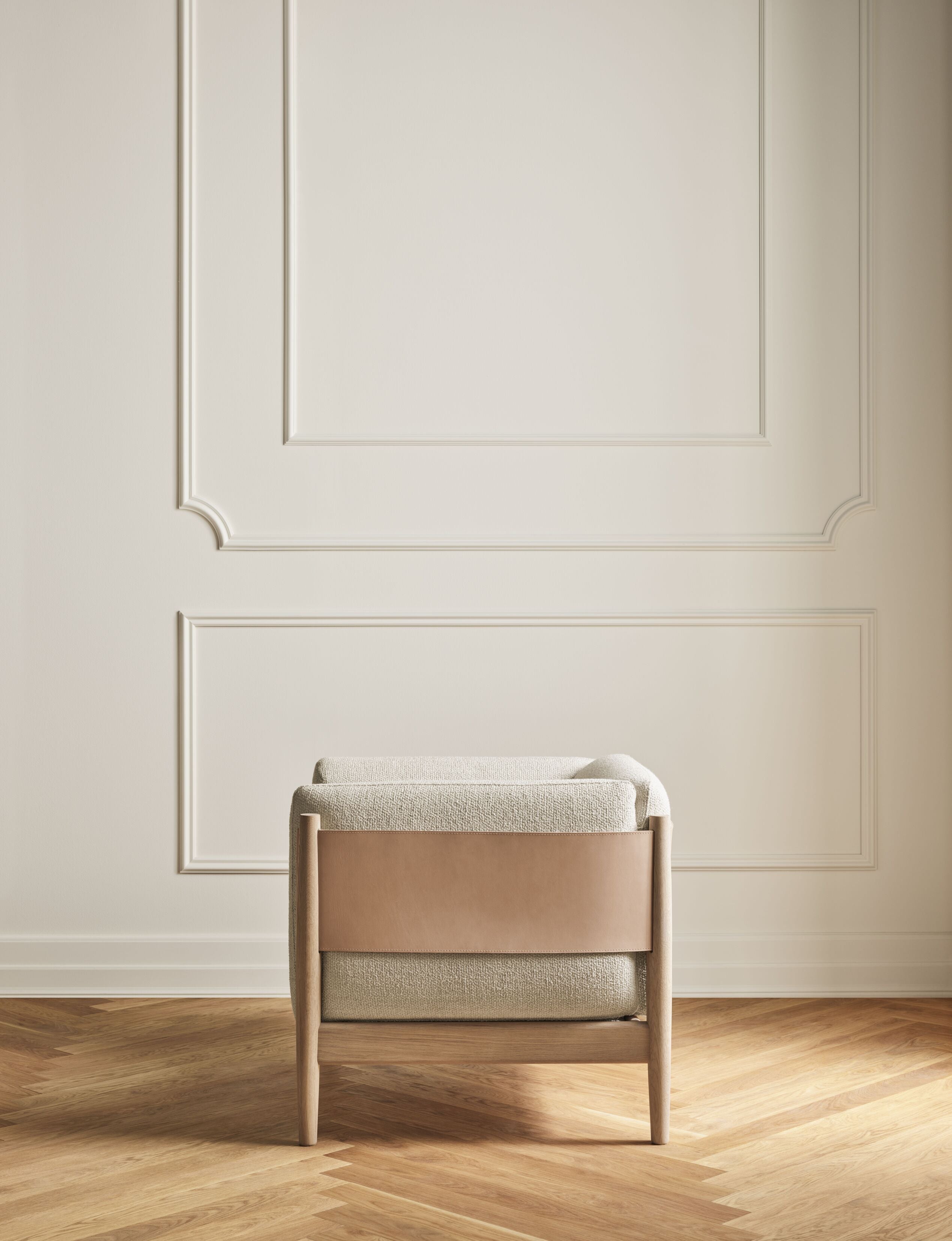 Tauch -Sessel natürliches Leder mit einer Eichenbasis