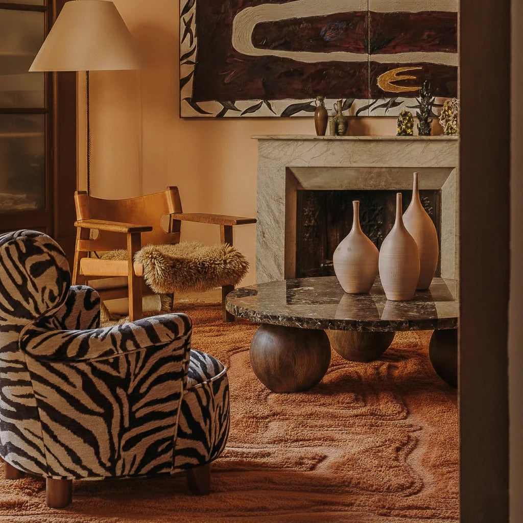 Dywan wełniany BEATEN TRACK pomarańczowy z frędzlami