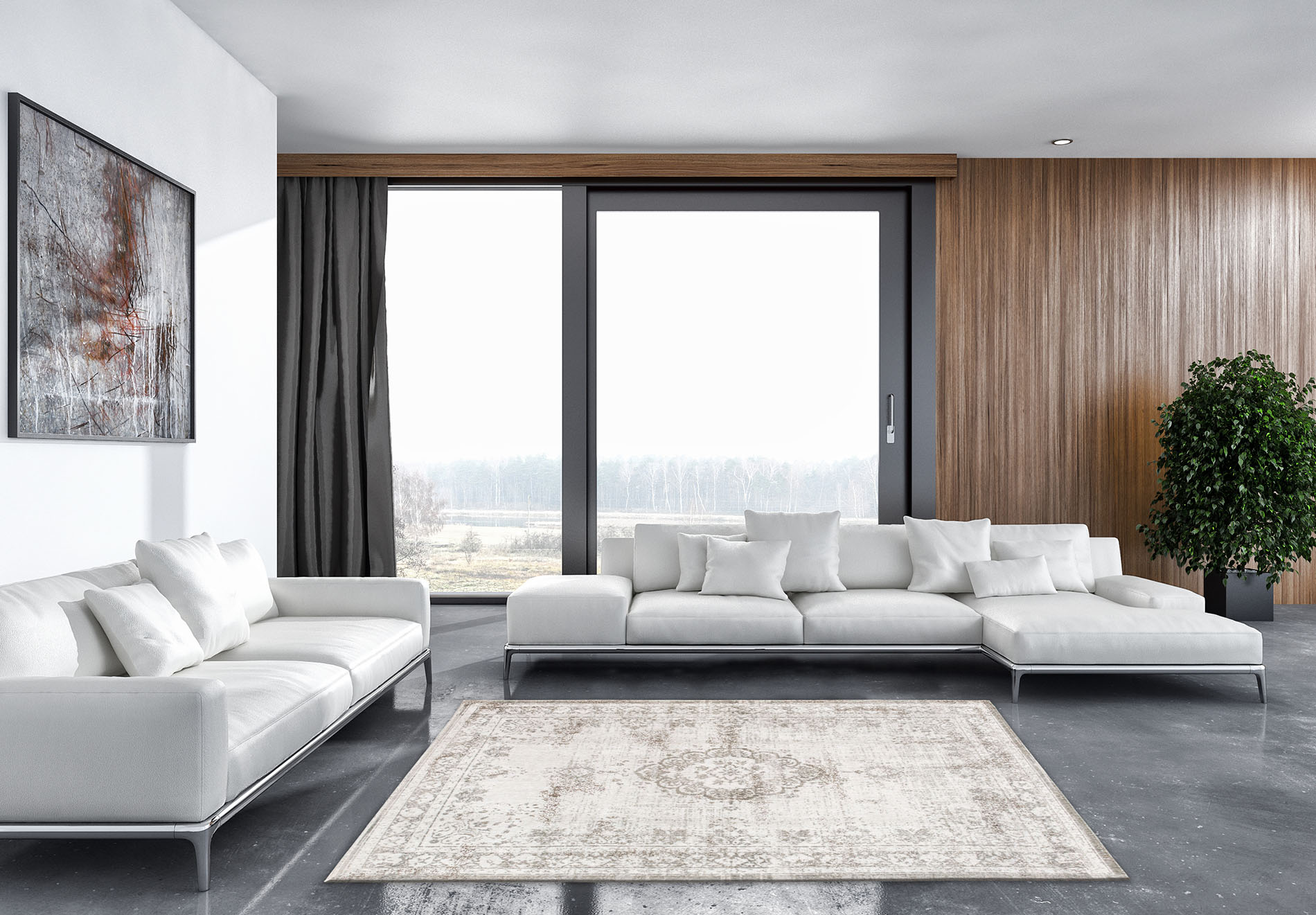 Medallon Salz & Pfeffer Beige Teppich