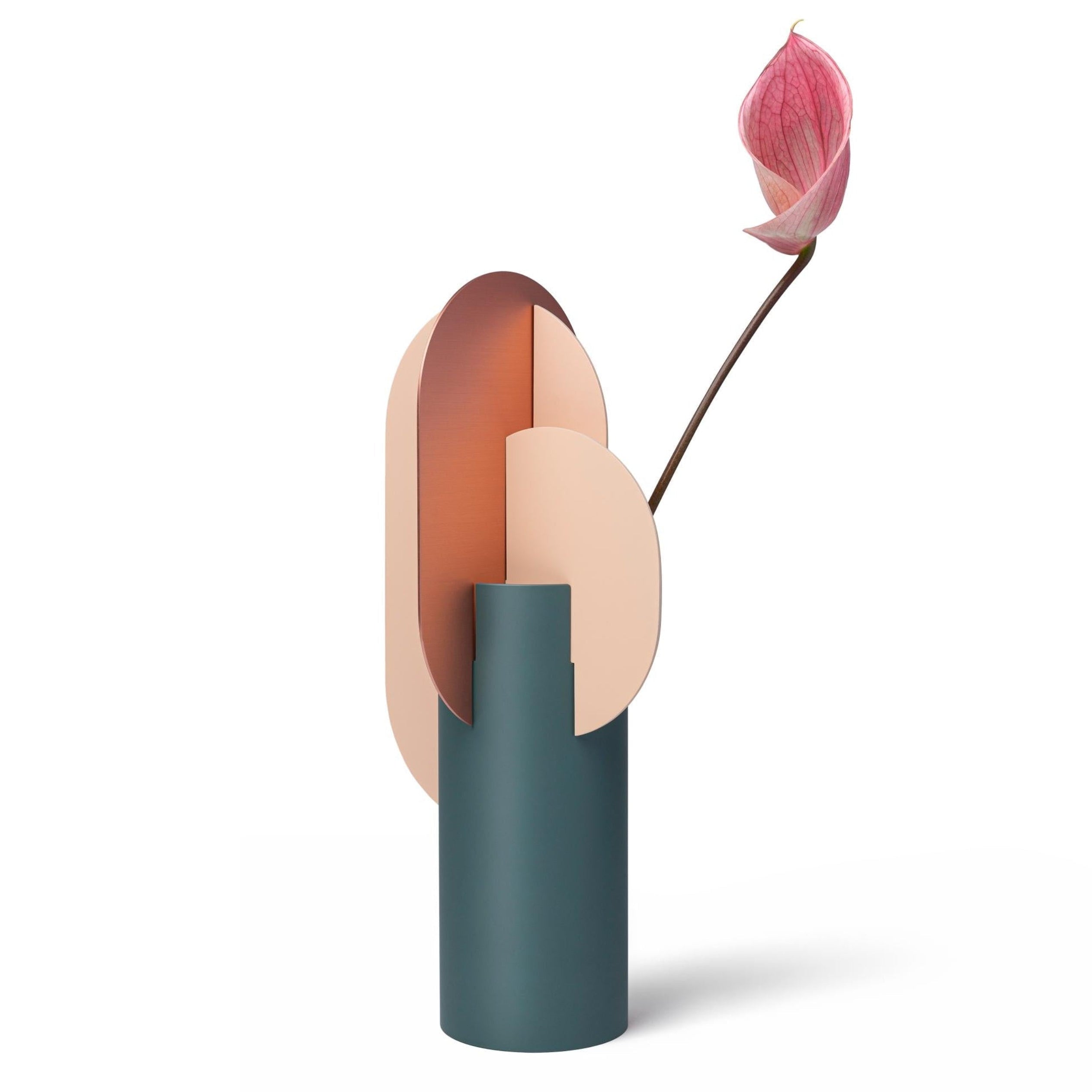 EKSTER vase in green with powder pink and copper