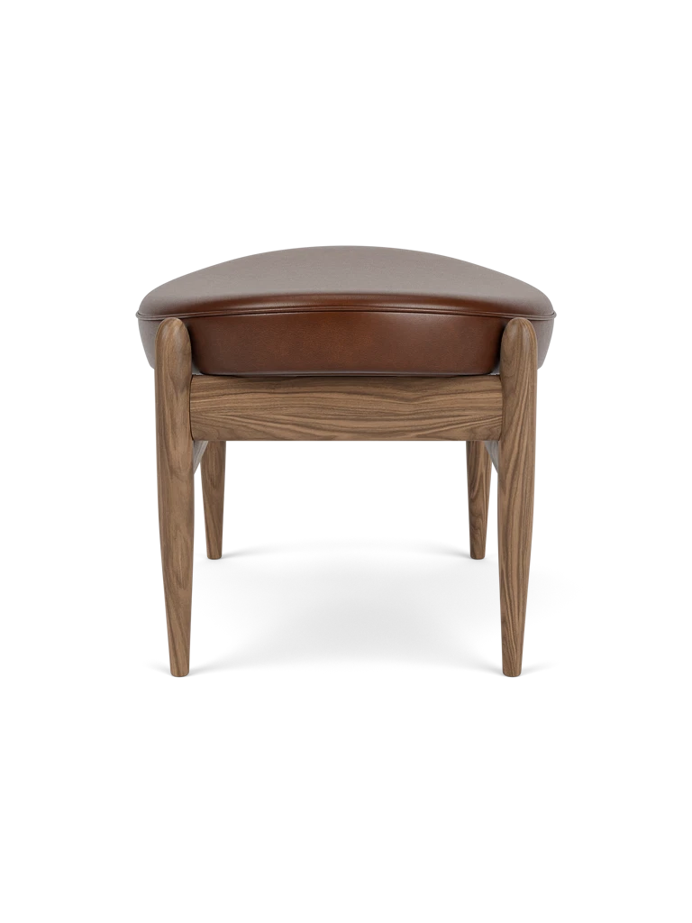 ELIZABETH footstool brown leather with walnut base