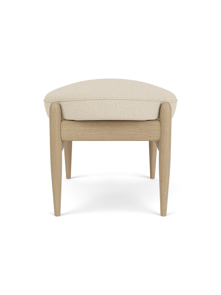 Fußhocker ELIZABETH beige mit Eichenbasis