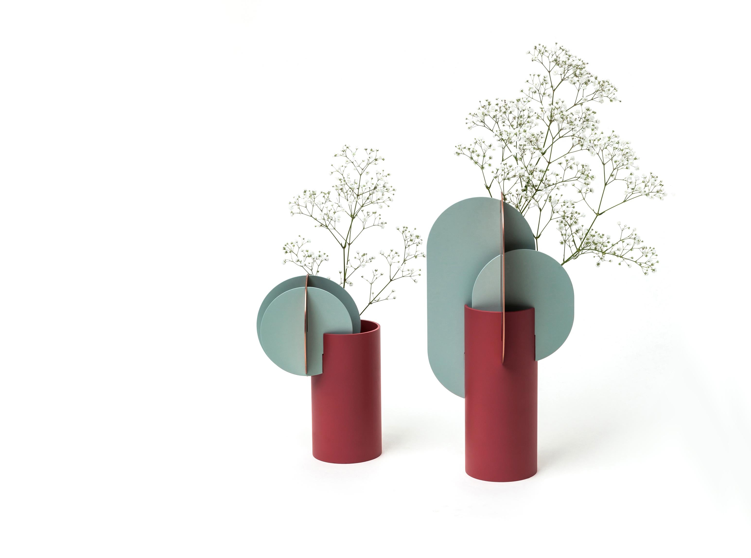 DELAUNAY Brick Vase with Blue and Copper