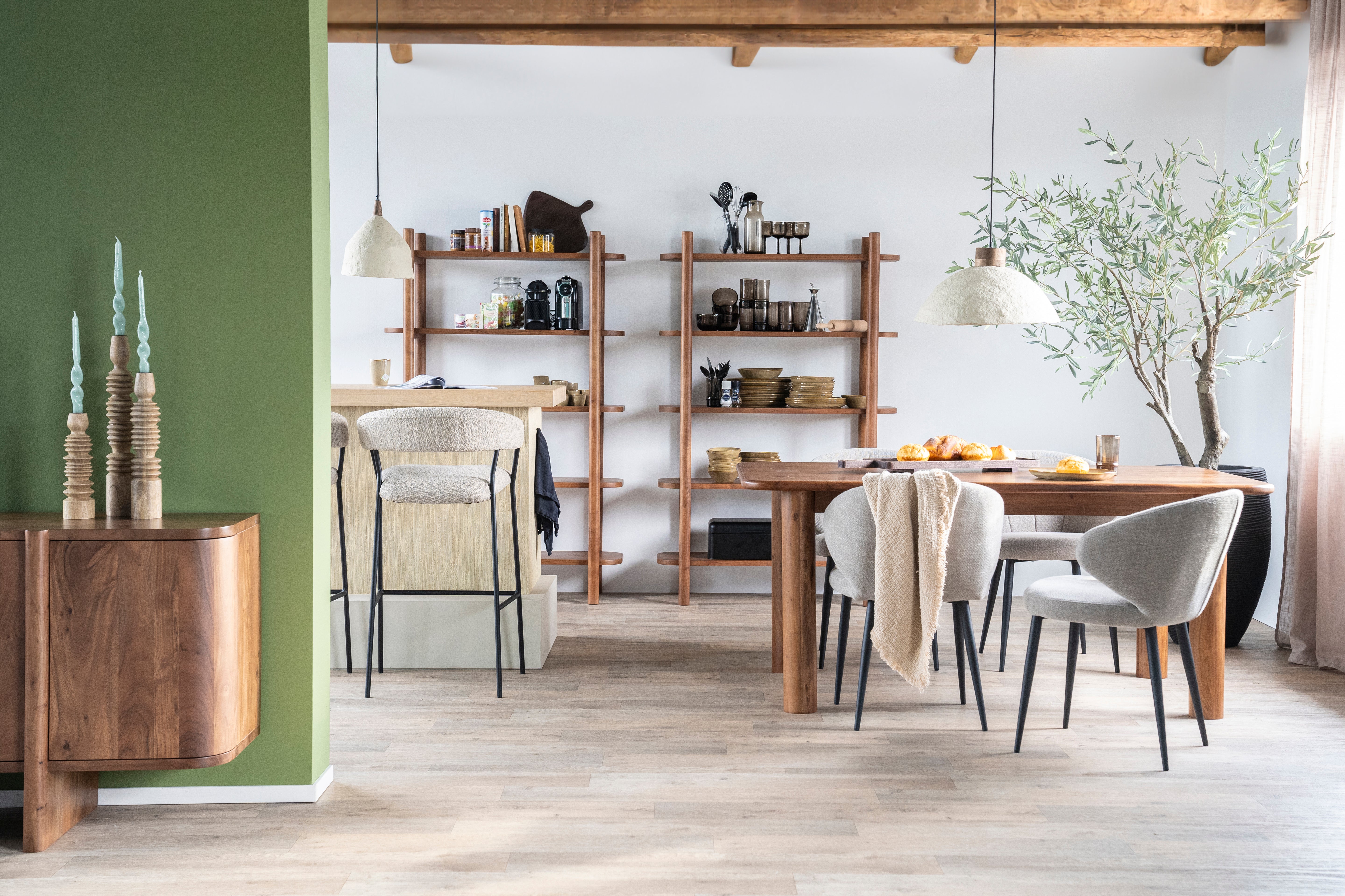 Hocker LUKA taupe met zwarte basis