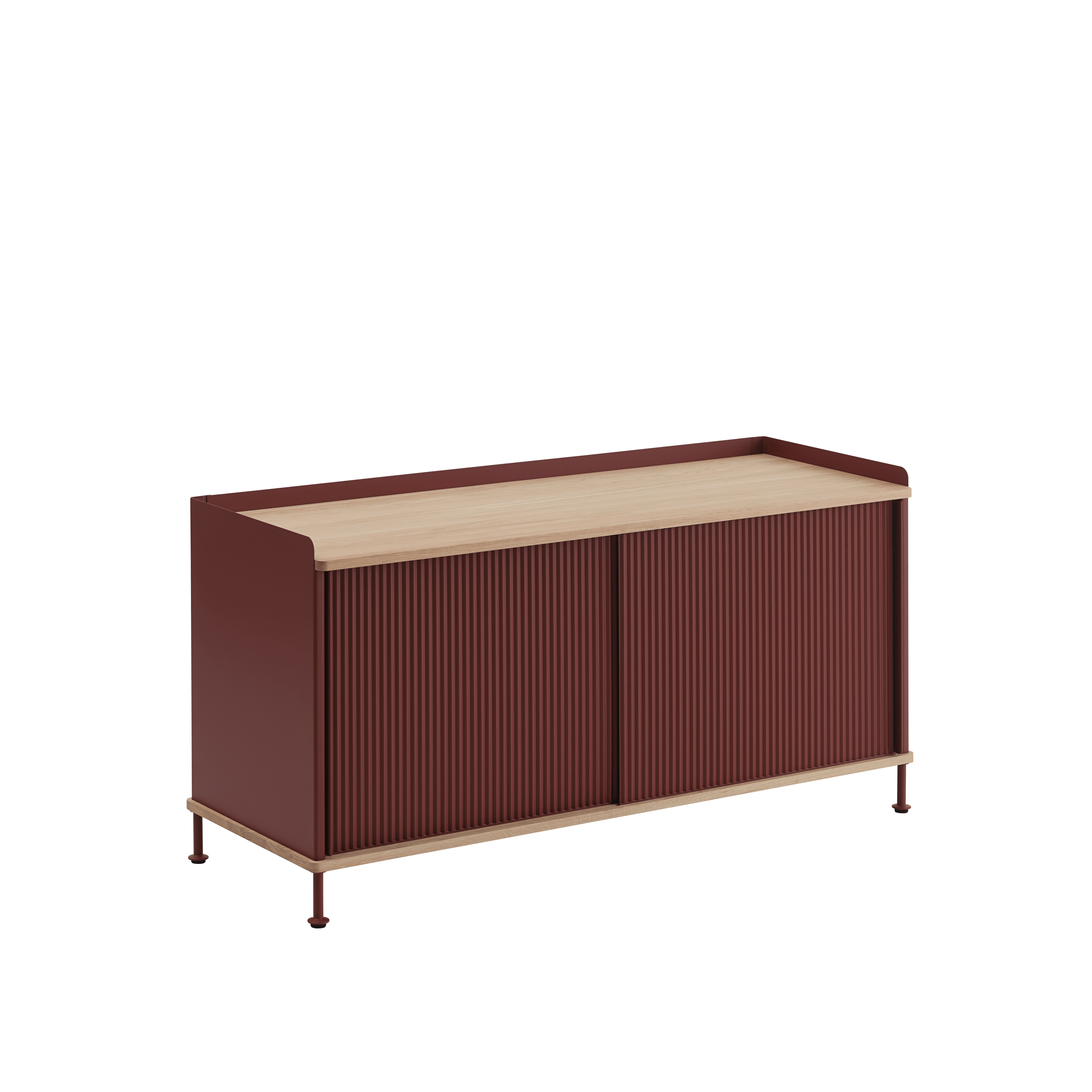 Kommode ENFOLD bordeaux met eiken blad