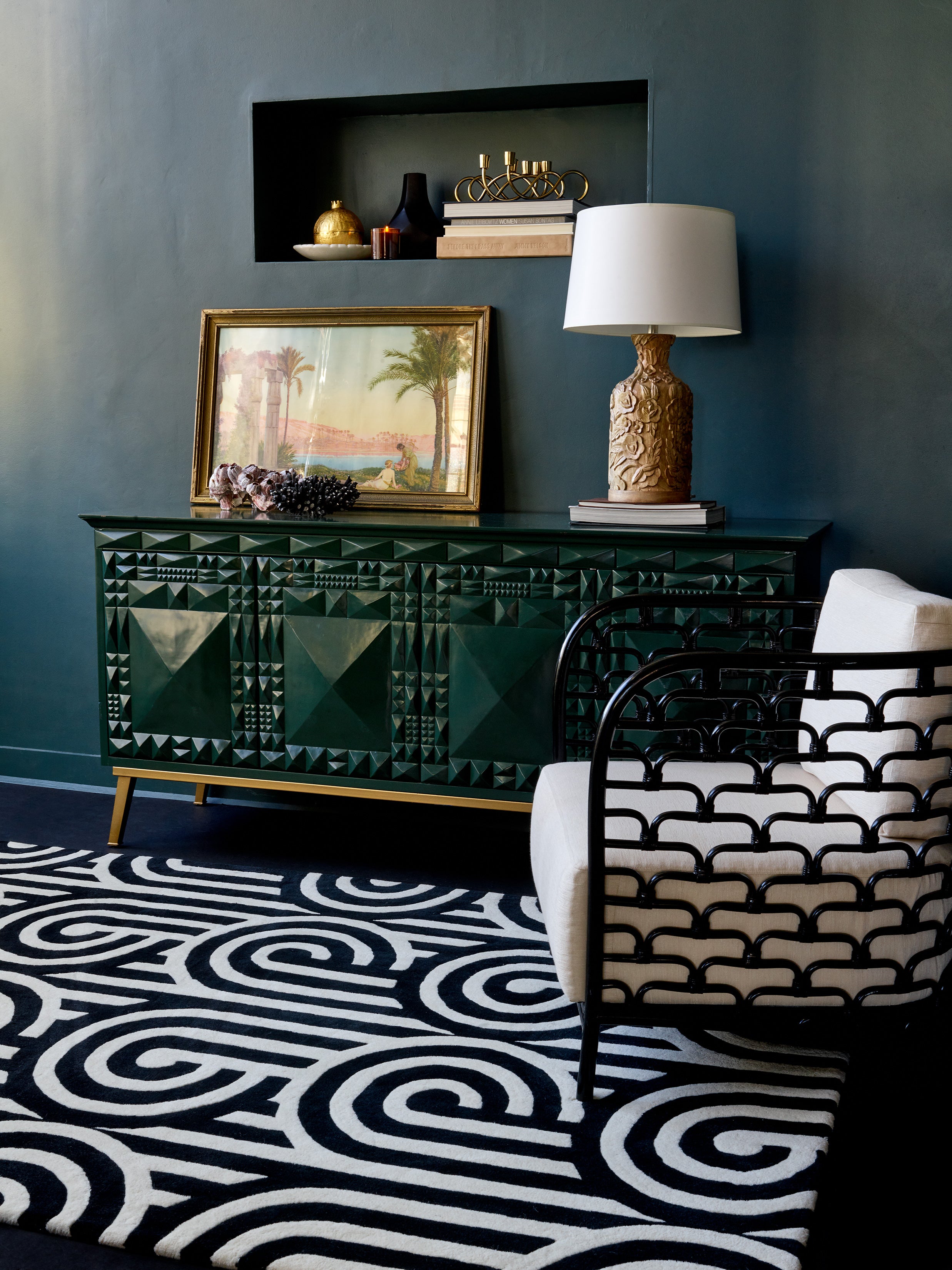 Tapijt TURNABOUTS zwart met crème