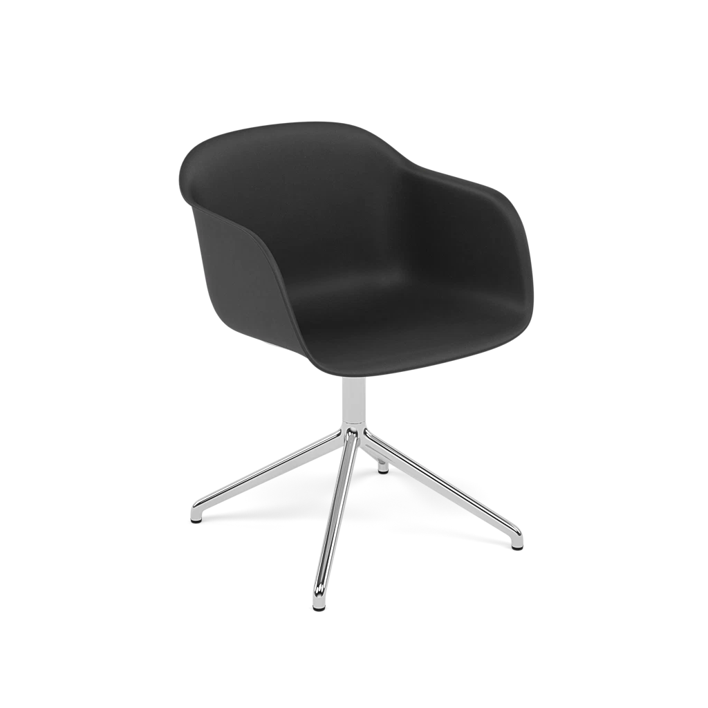 FIBER Black Swivel Chair with Armrests