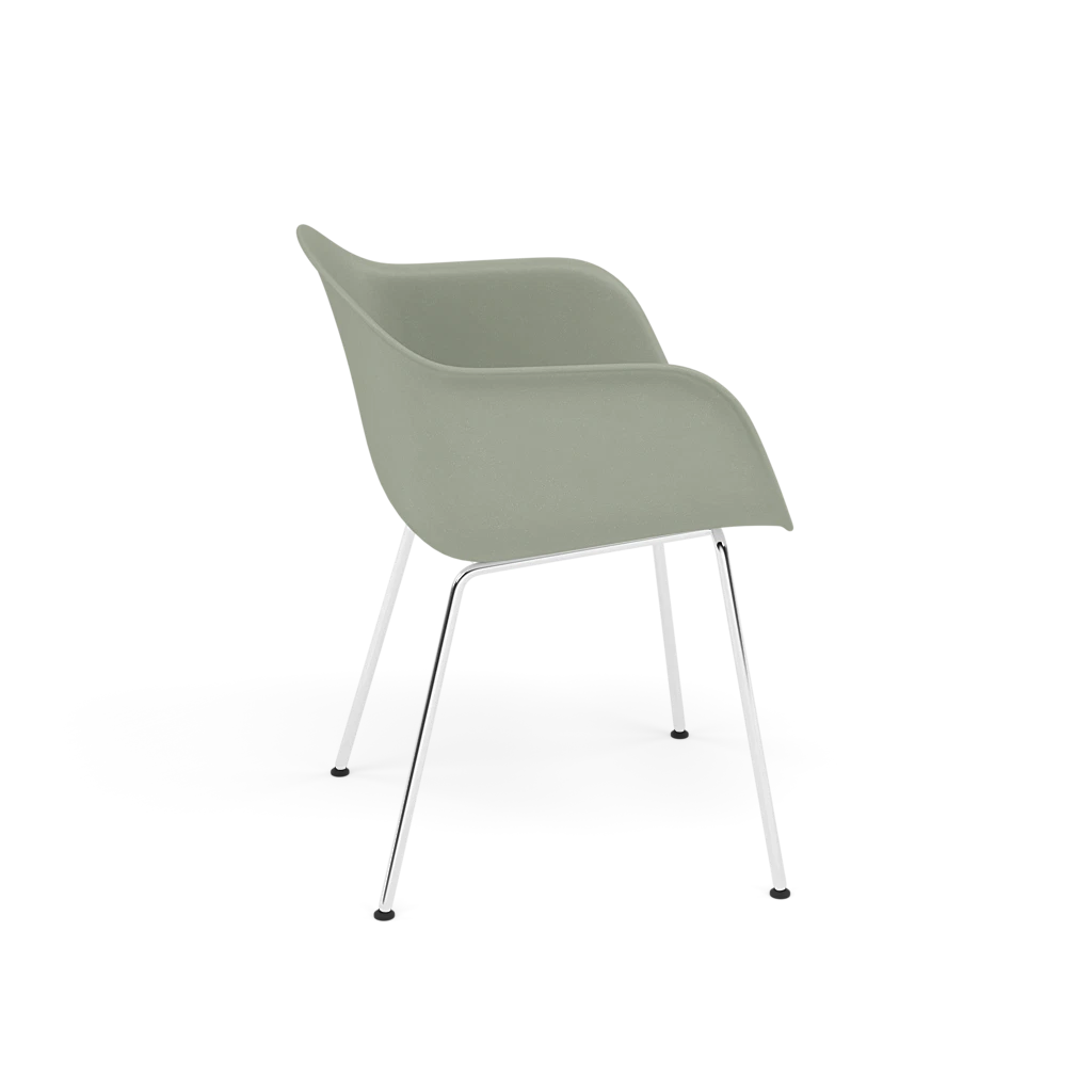 FIBER Armchair in Dirty Green with Steel Base