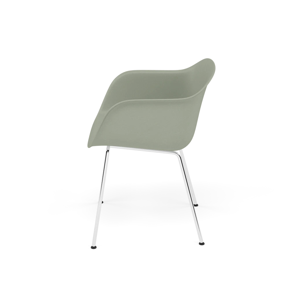 FIBER Armchair in Dirty Green with Steel Base