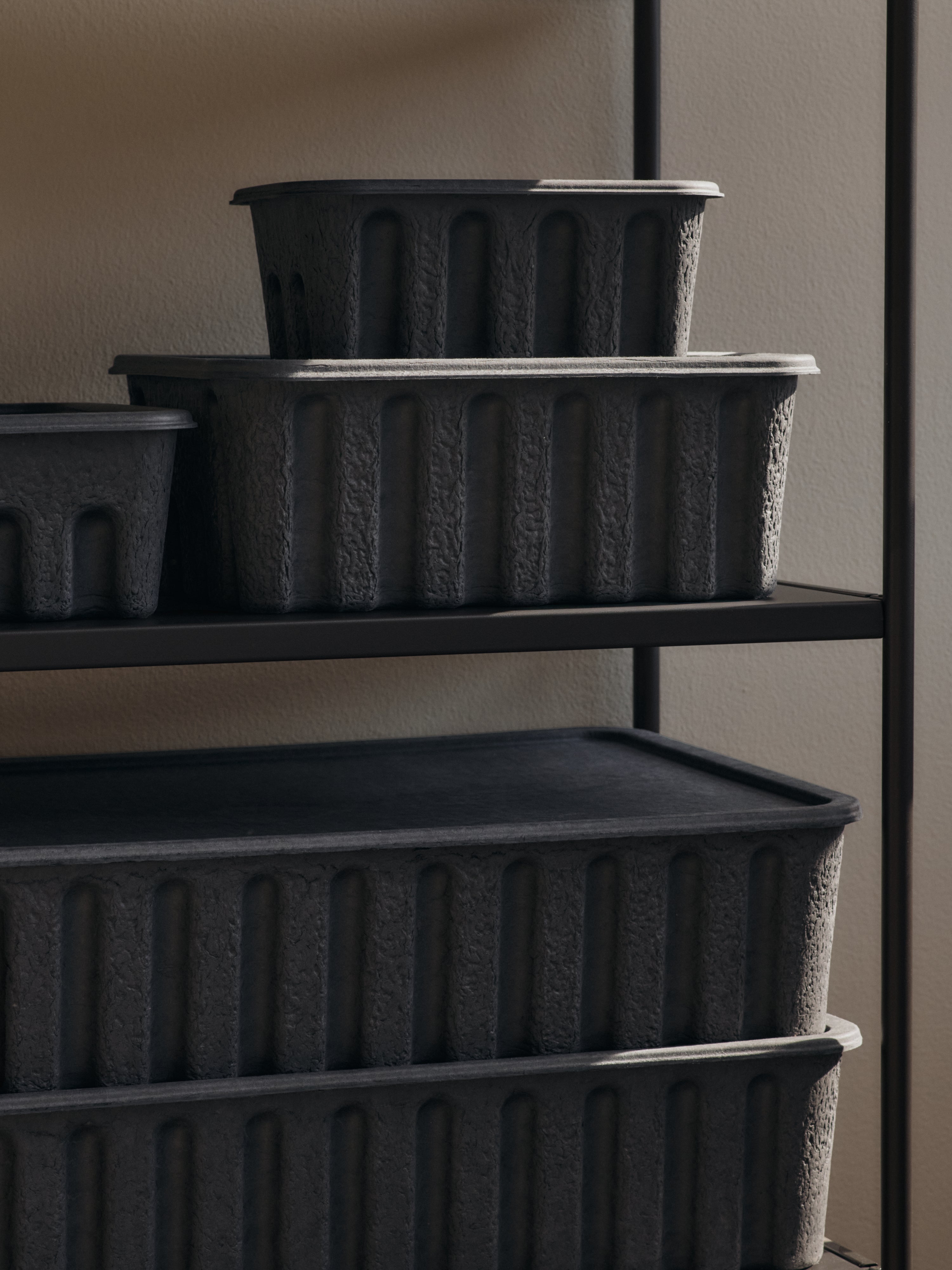Aufbewahrungsboxen-Set PAPIER PULP BOX schwarz