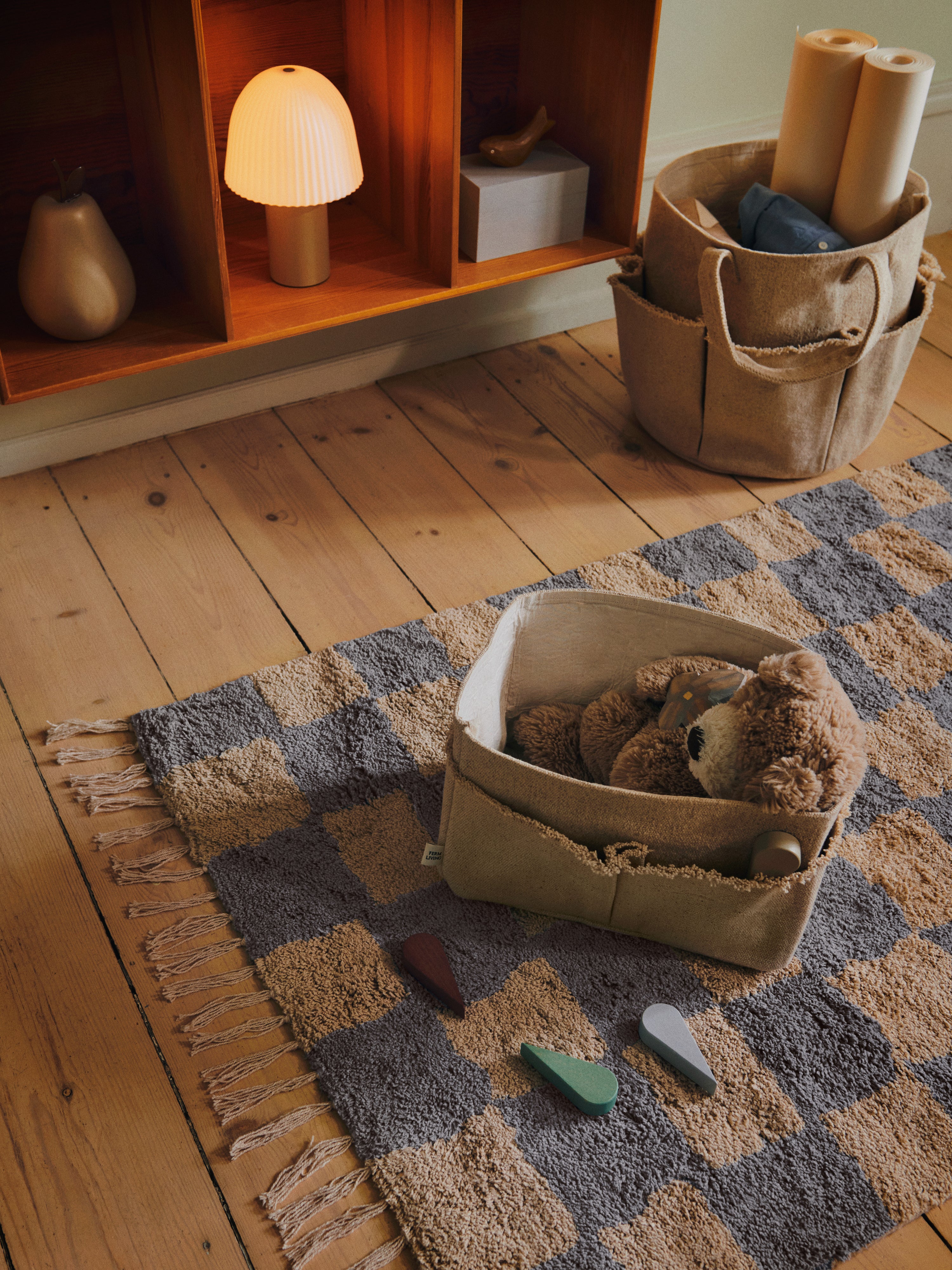 Vloerkleed MARA blauw met zandkleur