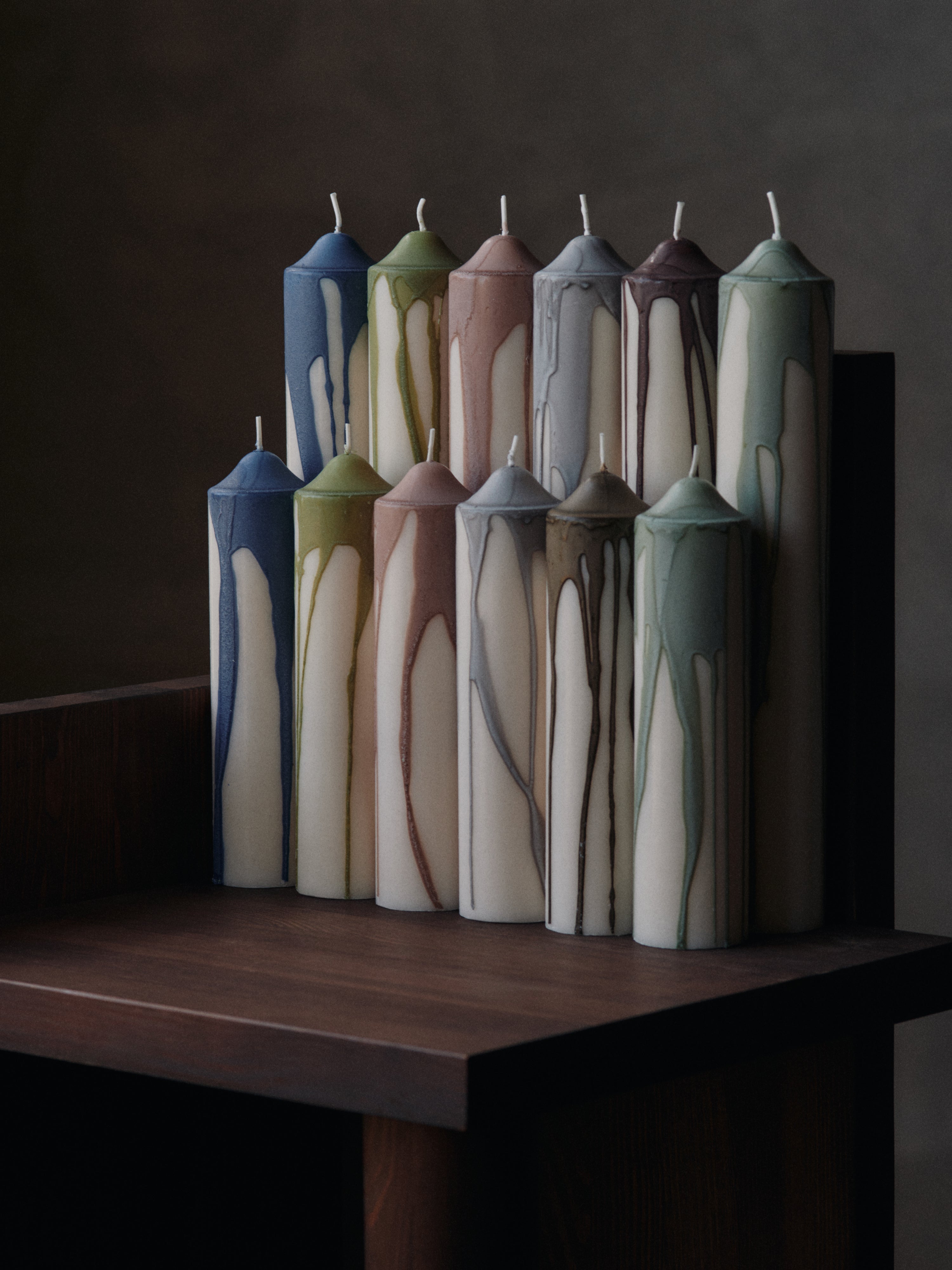 DRYP kaars beige met groen